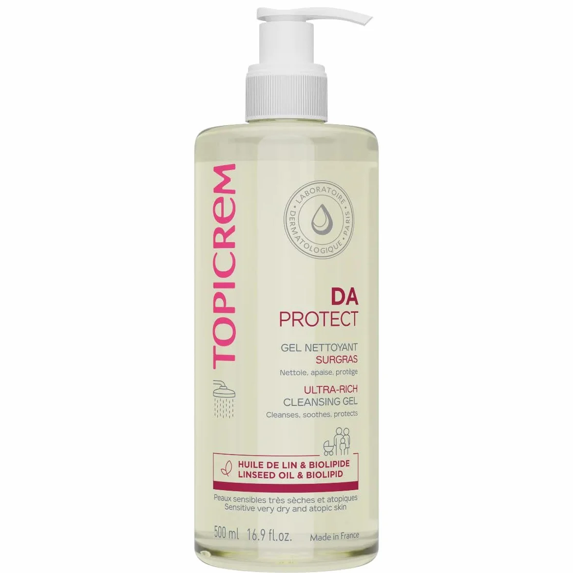 Topicrem DA PROTECT Gel Nettoyant Surgras Gel Douche Peaux Sensibles Sèches Atopiques 500 ml