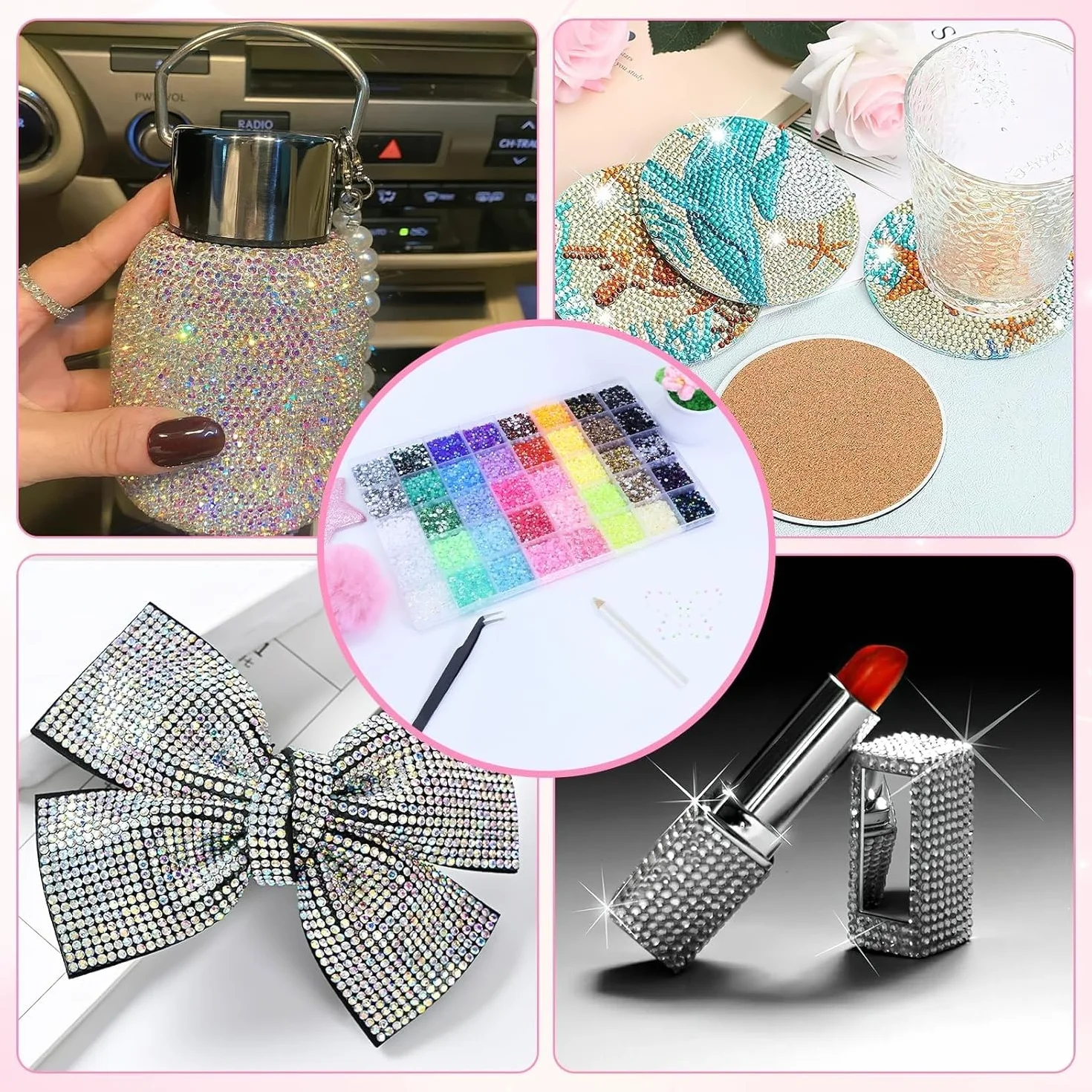Bedazzling Kit 32 000 Pièces Strass 3mm Dos Plat avec Pince à épiler et Stylo pour Vêtements