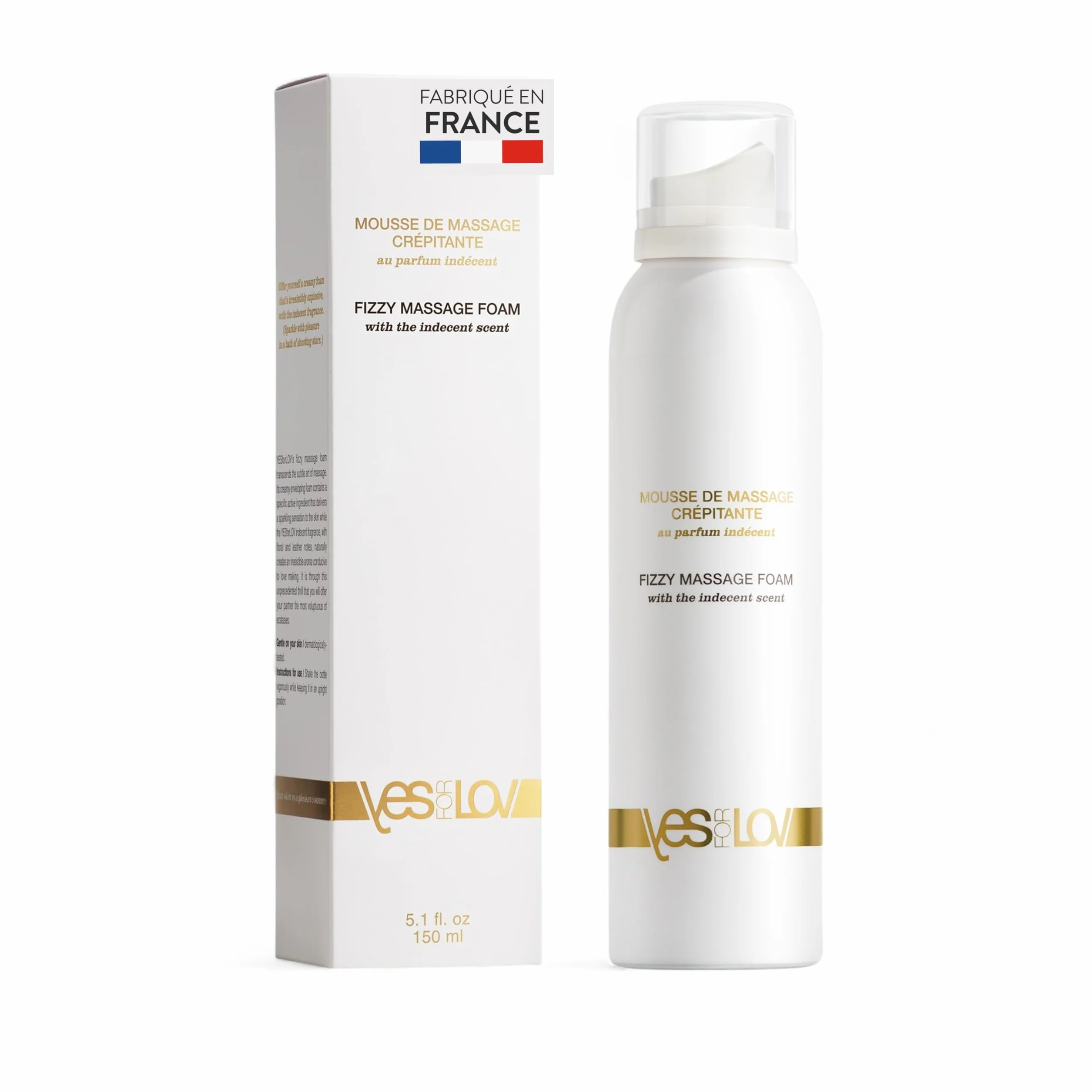 YESforLOV Mousse de Massage Crépitante Huile de Massage Effet Pétillant 150ml Fabriqué en France