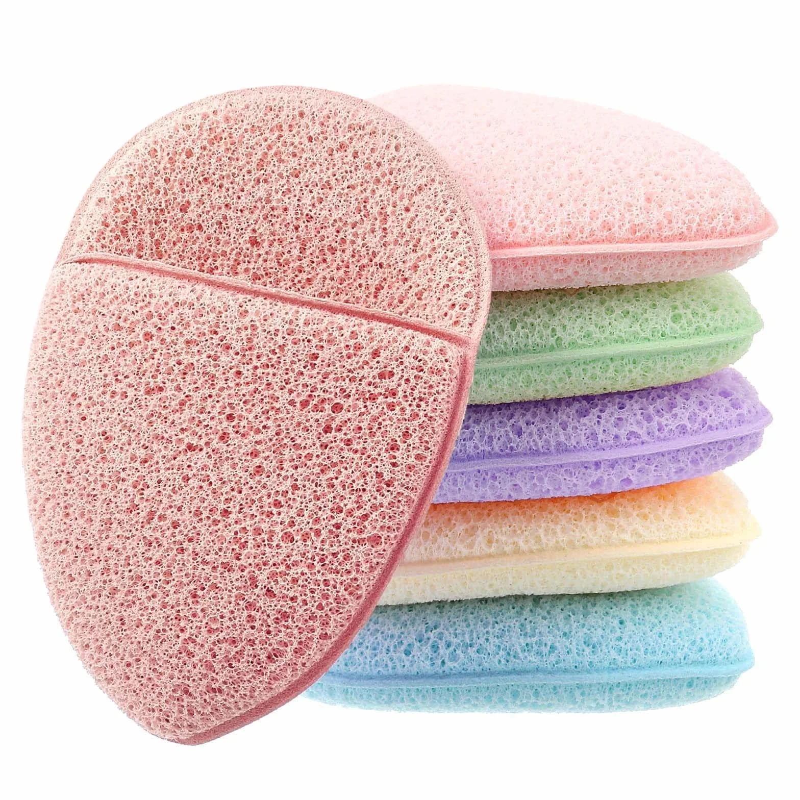 Éponge Nettoyante Visage Lot De 6, Tampons Exfoliants Réutilisables, Nettoyage En Profondeur Points Noirs Peau Morte