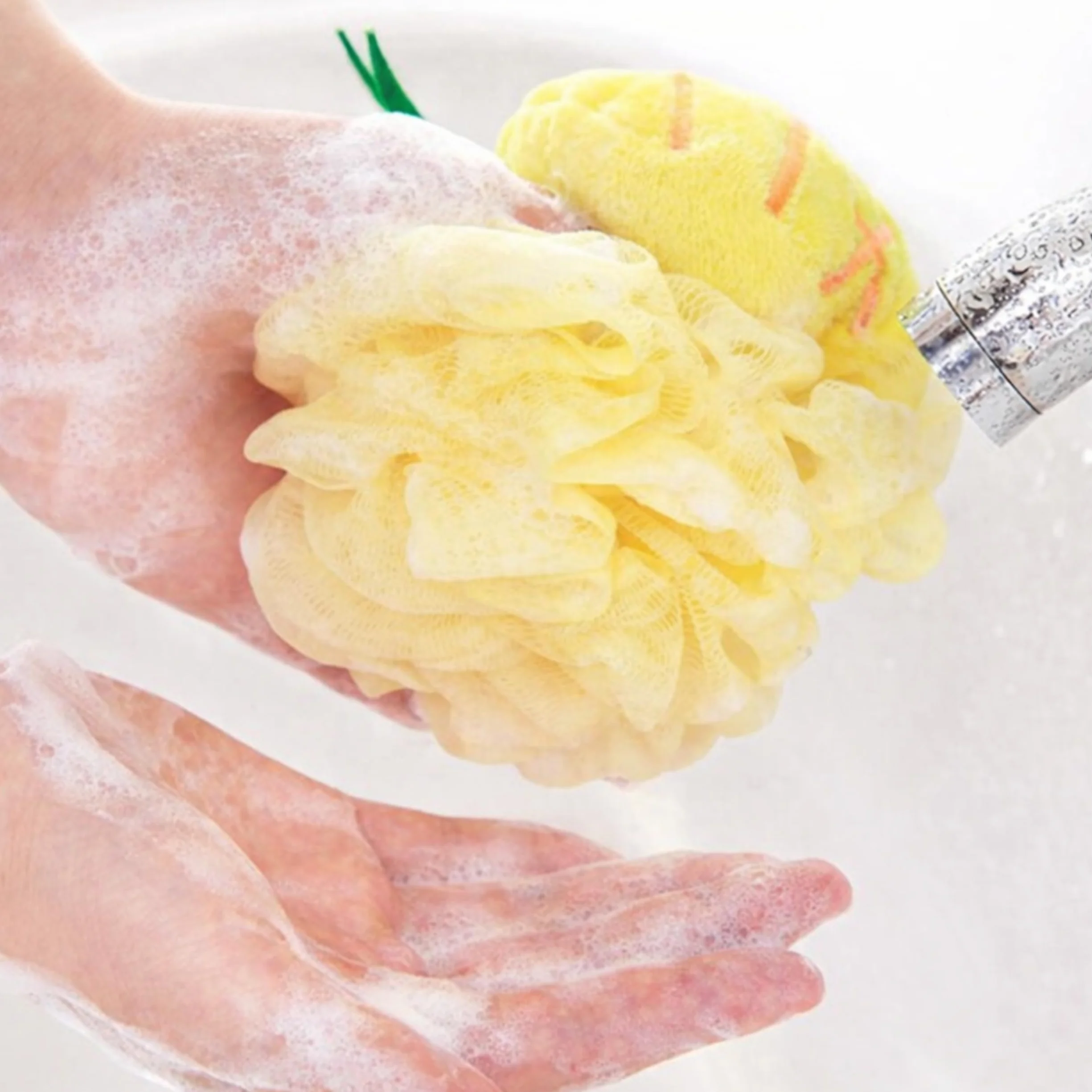 Lot de 2 Fleurs de Bain Douces et Exfoliantes - Éponges de Douche avec Ficelles