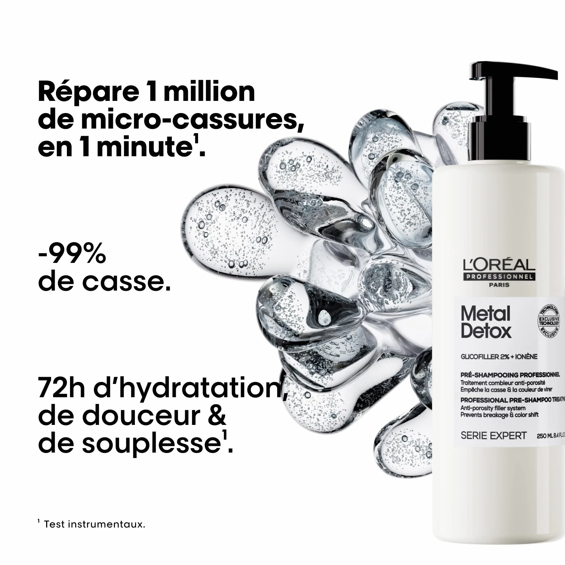 L'OREAL PROFESSIONNEL - Routine Pour Cheveux Abîmés & Cassants - Metal Detox - -99% de Casse - Cheveux Hydratés & Brillants - Pré-Shampoing (250ml) + Shampoing (300ml) + Huile (50ml)
