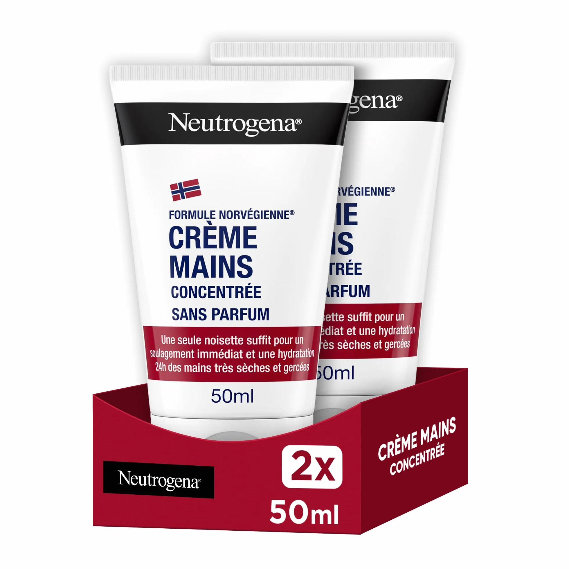 Neutrogena Crème Mains Concentrée Sans Parfum Formule Norvégienne 50 ml lot de 2 hydratante 24 h mains sèches gercées