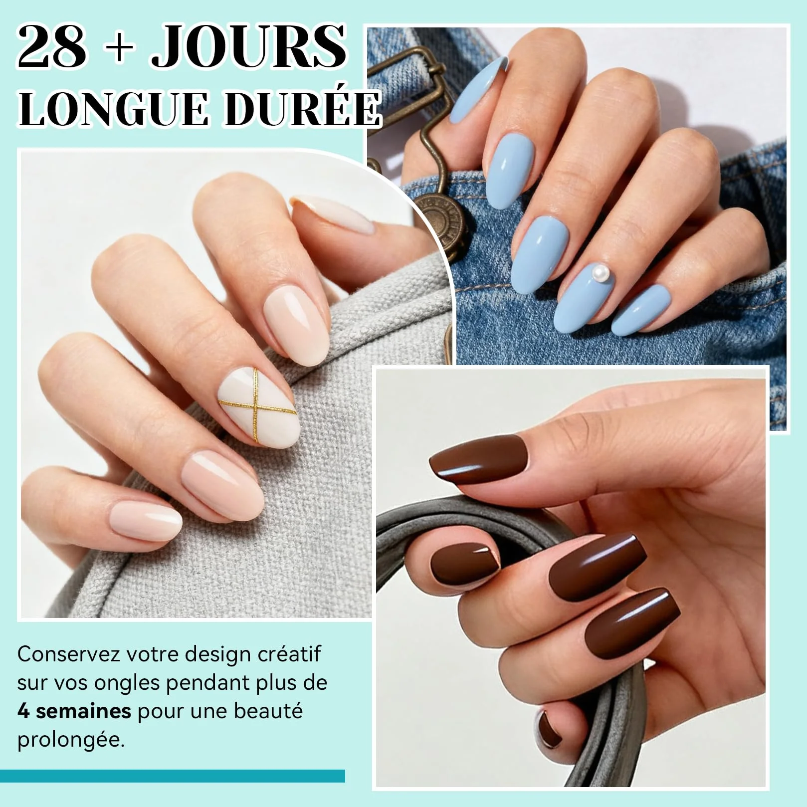 Kit Ongle Gel UV Complet Lampe UV 24 Couleurs Vernis Semi Permanent Base Top Coat