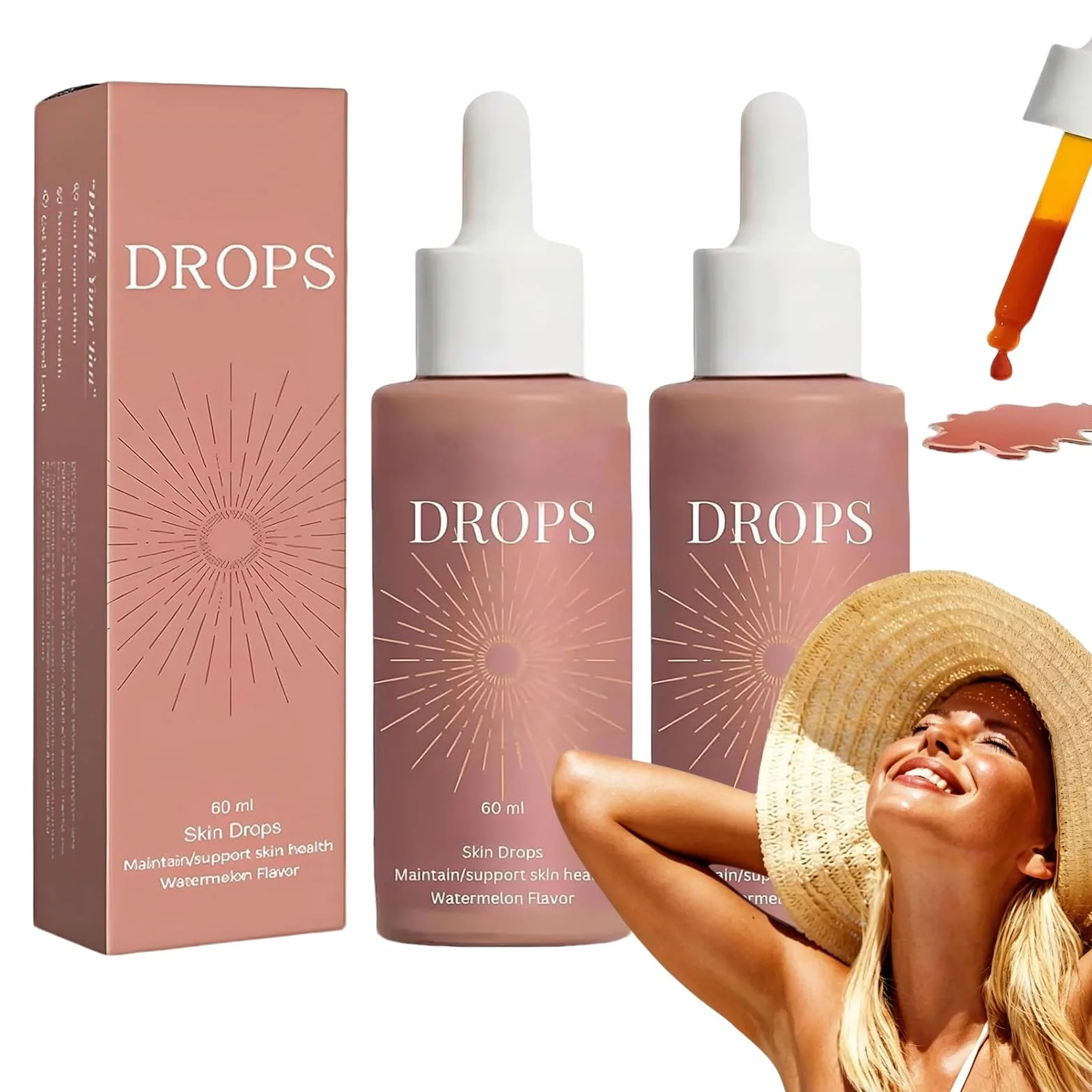 Gouttes Autobronzantes à Boire, 2 Pièces, Autobronzant Visage et Corps, Hydratant, Teint Naturel