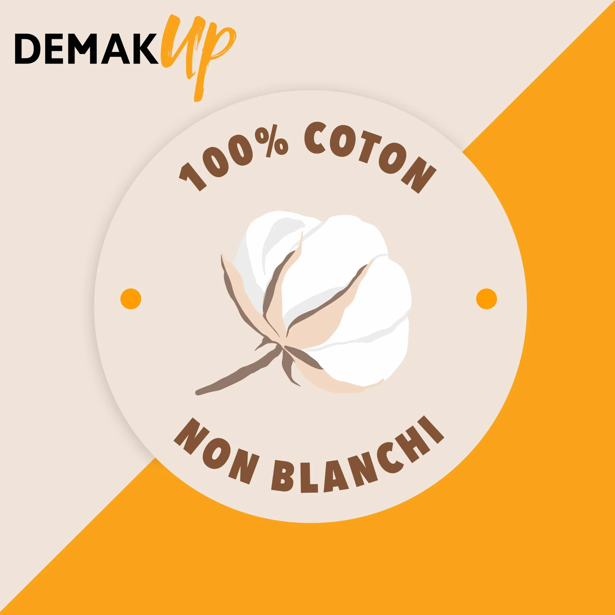 Demak'Up Sensitive Disques Cotons à Démaquiller Visage Yeux 100% Fibres Coton Naturelles 93 Cotons