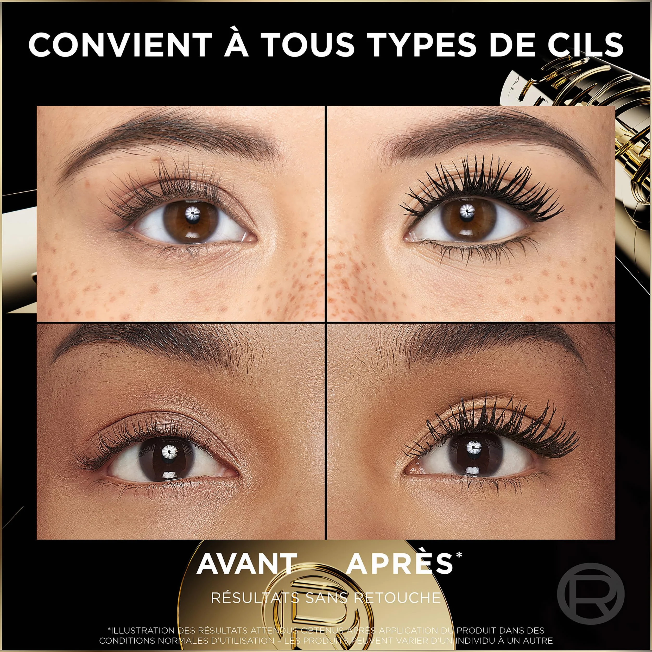 L'Oréal Paris Mascara Volume Panoramique Noir Cils Démultipliés Technologie Stretch-Flex