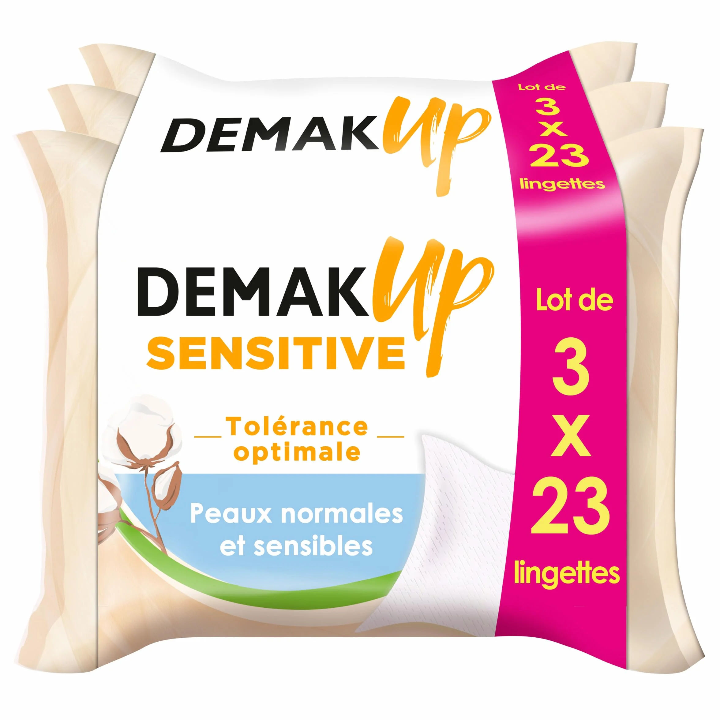 Demak'Up Sensitive Lingettes à démaquiller Visage Yeux Peaux Normales Sensibles 3x23