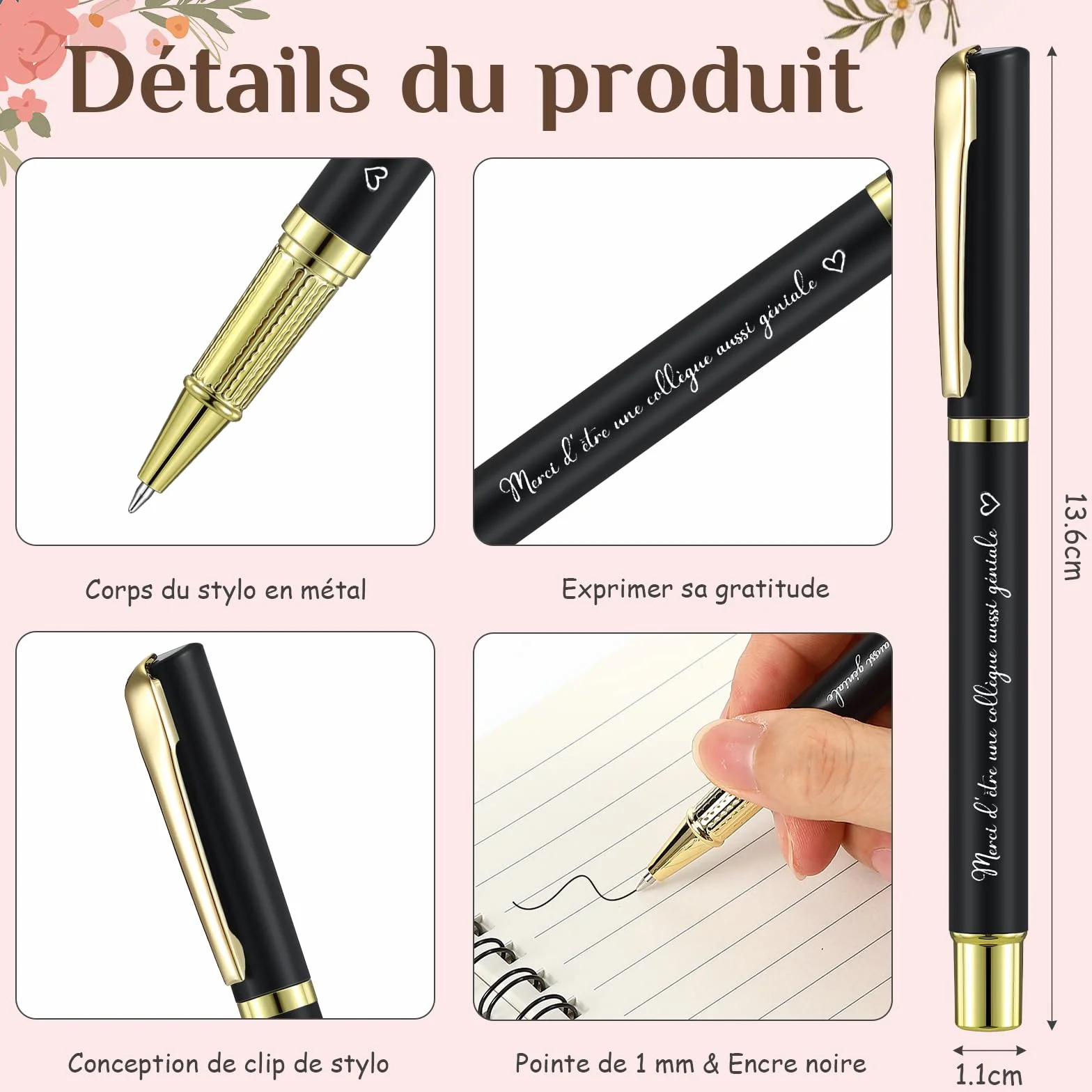 Hestya Coffret Cadeau pour Collègue Femme - Trousse de Maquillage, Carnet, Stylo, Porte-Clés | Cadeau Original Départ, Retraite, Noël
