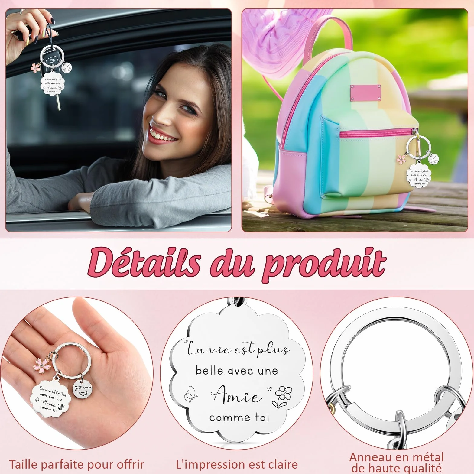 Jadive Porte-Clés Amie Trousse de Maquillage Sac à Cosmétiques avec Fermeture Éclair
