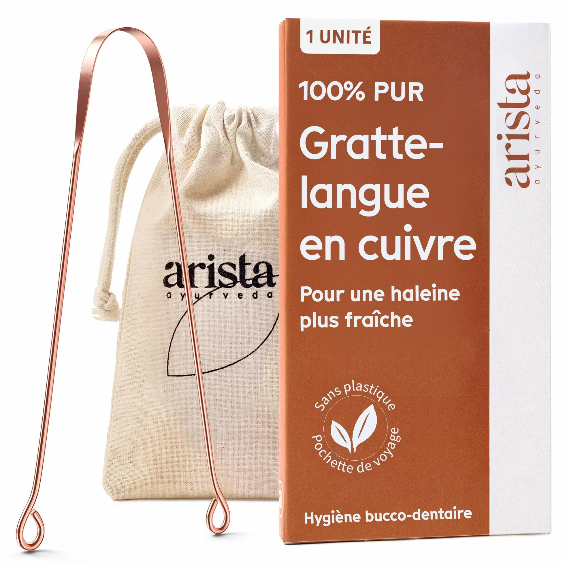 Arista Gratte Langue Cuivre Ayurvédique Antibactérien Haleine Fraîche