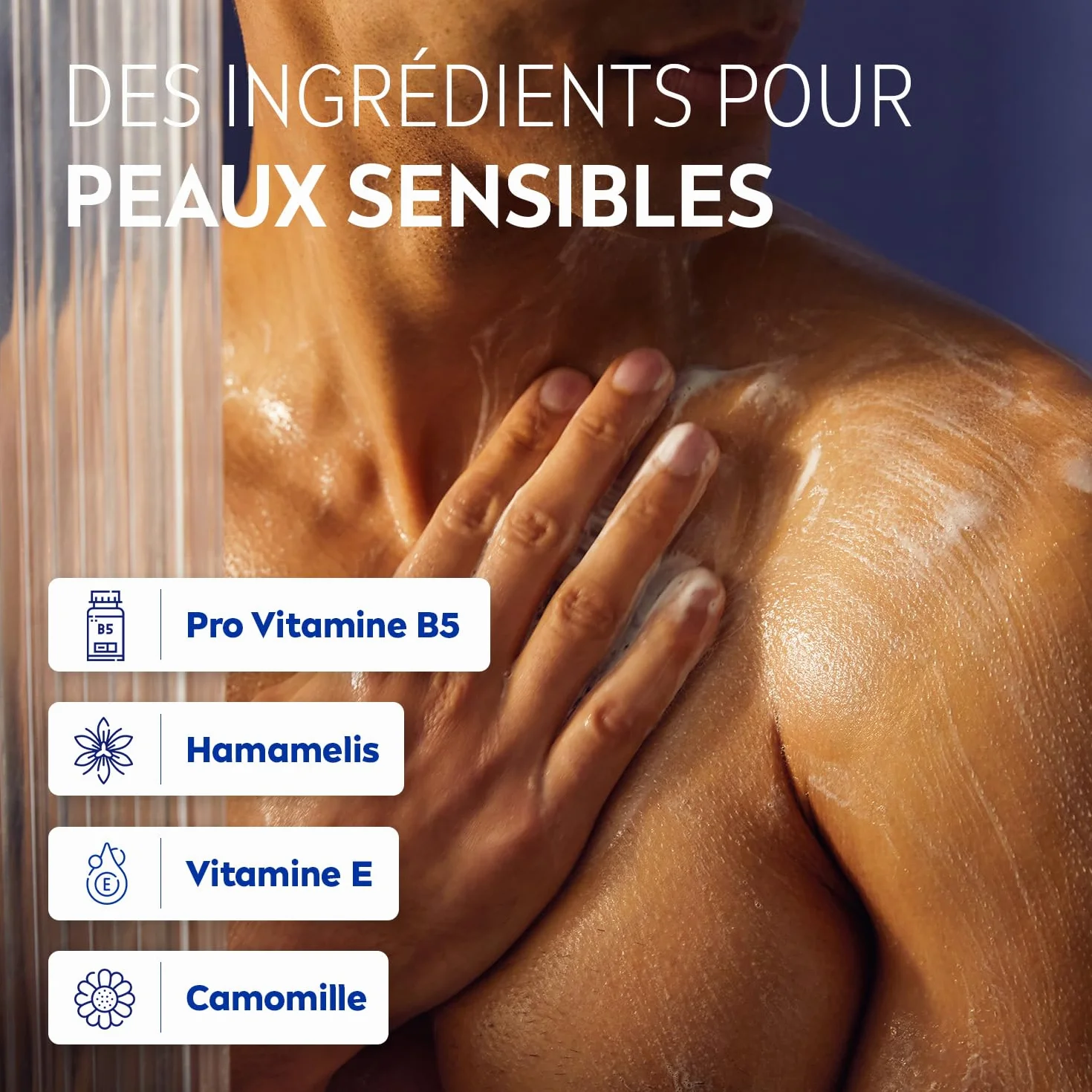 NIVEA MEN Gel Douche 3-en-1 250 ml + Mousse À Raser 200 ml + Baume Après-Rasage 100 ml + Crème Visage FPS 15 75 ml Routine Apaisante Corps & Visage Peaux Sensibles