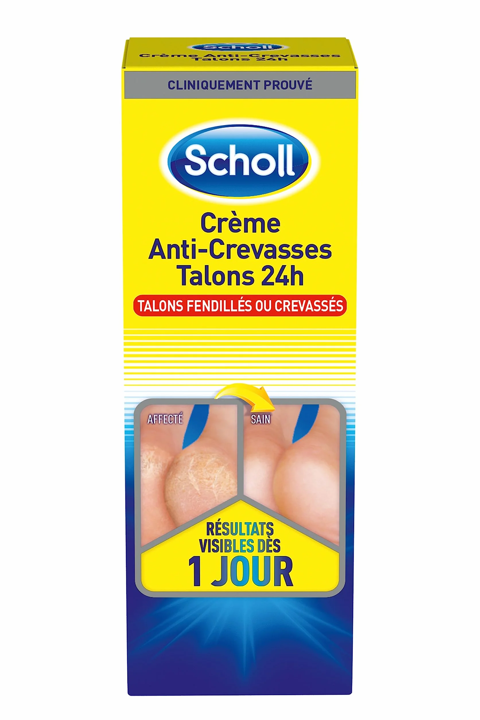Scholl Crème Pieds Anti-Crevasses Talons Fendillés 60 ml - Répare et Hydrate en Profondeur Action 24h