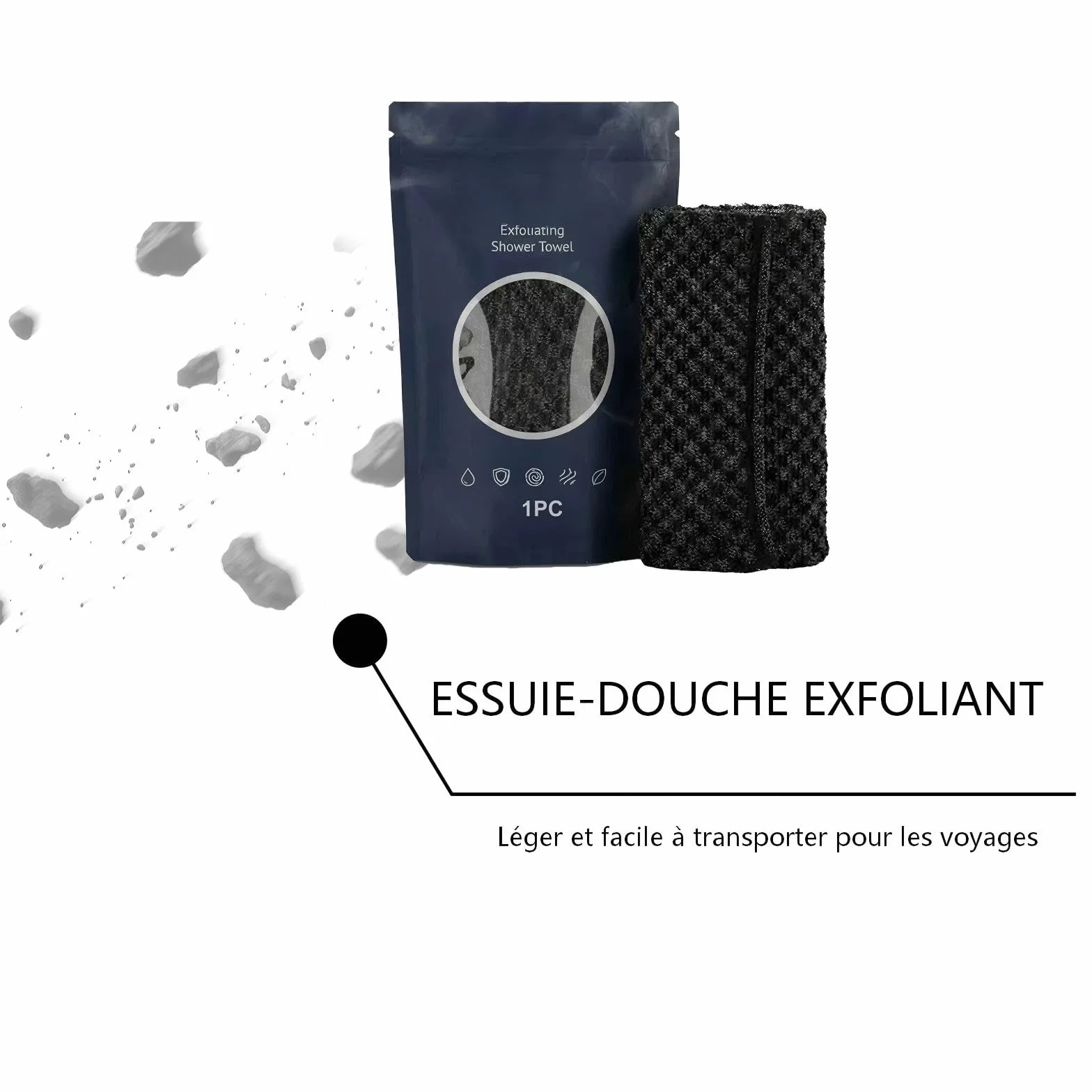 Ecovia Serviette de Douche Exfoliante Gommage du Japonais Set pour le Dos Homme Femme (1x)