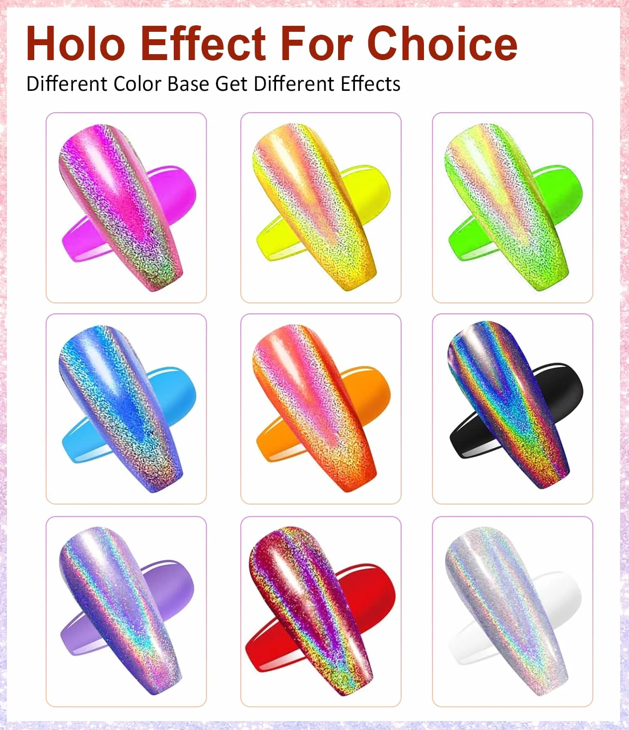 Poudre Chrome Ongle Argent BISHENGYF Miroir Effet Holographique 2PCS Nail Art