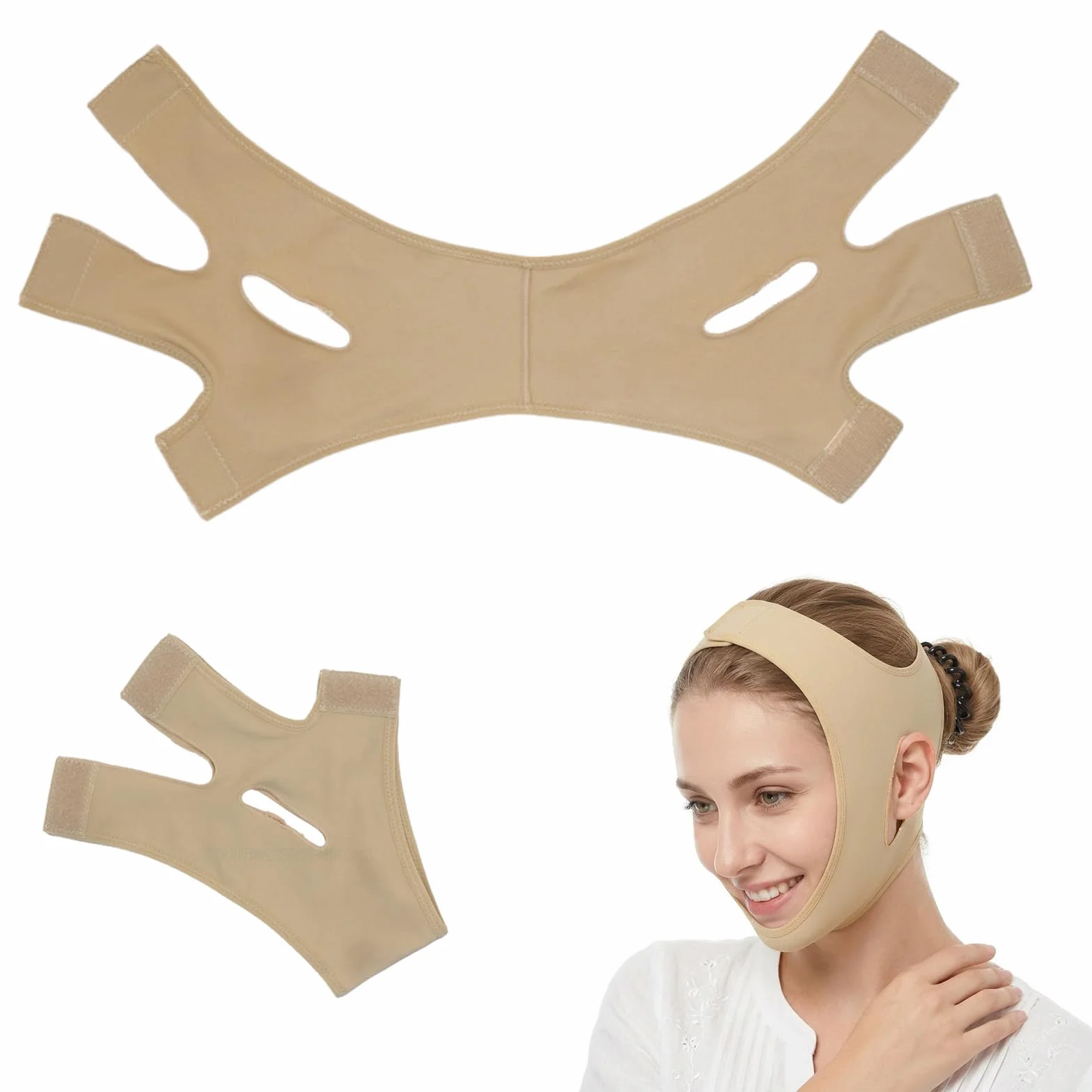 Sweetlifty Visage, Bande Raffermissante Pour Le Visage, Améliore Le Contour Du Bas Du Visage, Tissu Élastique Et Respirant, Convient À Tous (S)