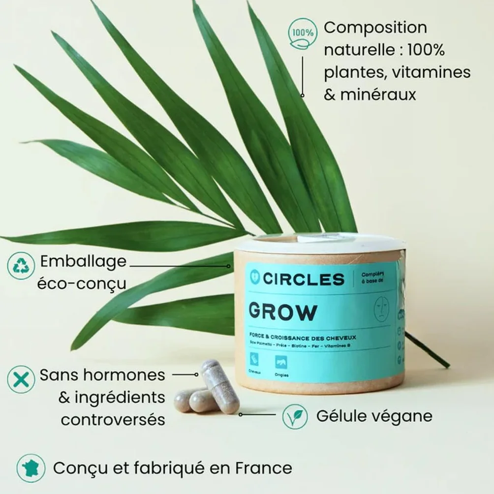 GROW Complément Antichute Cheveux Femme Stimule Repousse Rééquilibre Cuir Chevelu Renforce Ongles