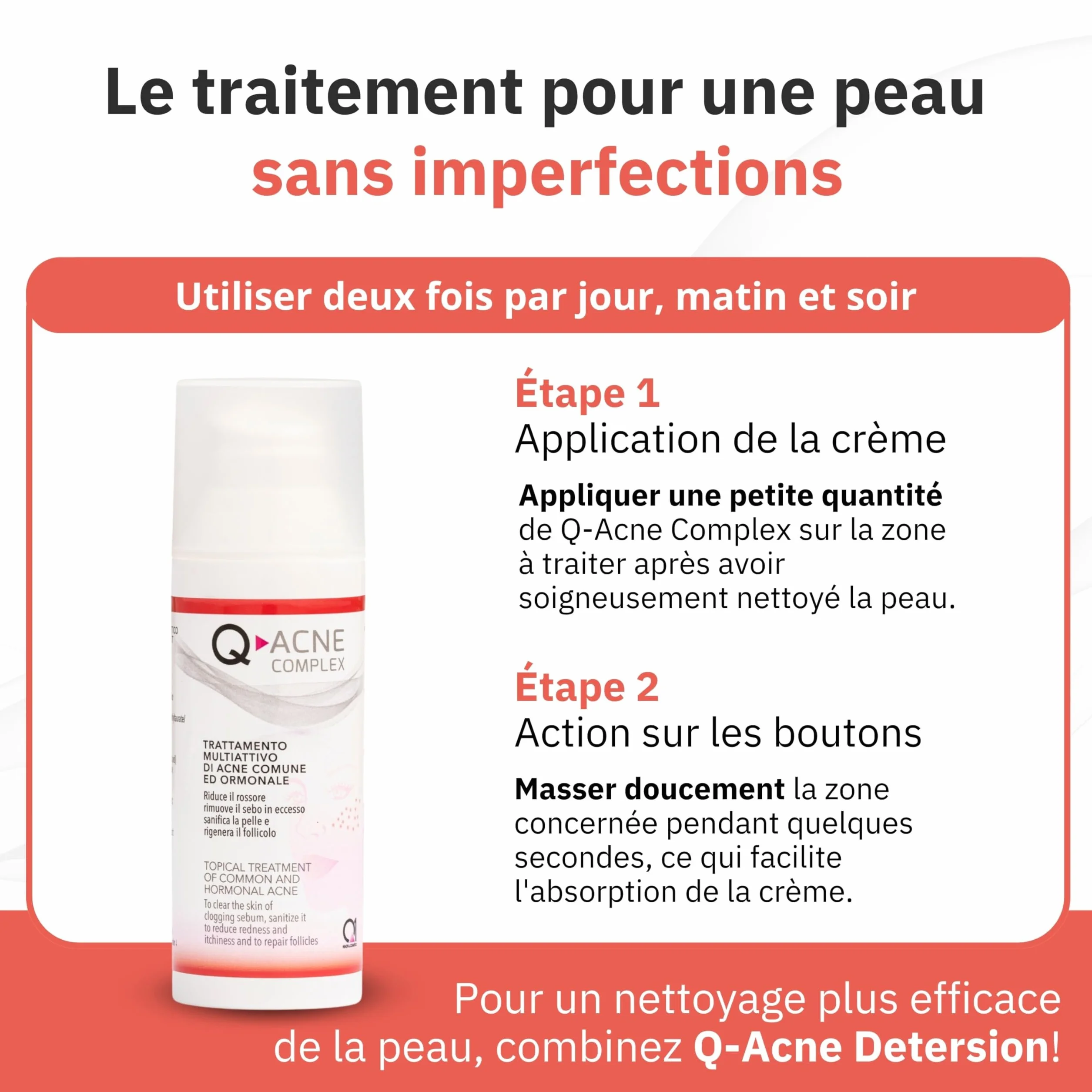 Q1 Q-Acne Complex, Crème Anti Acné à l'Acide Salicylique, Crème Anti Boutons pour le Visage | Elimine les Boutons et les Rougeurs | Traitement Efficace pour l'Acné Juvénile et Hormonale, 40ml