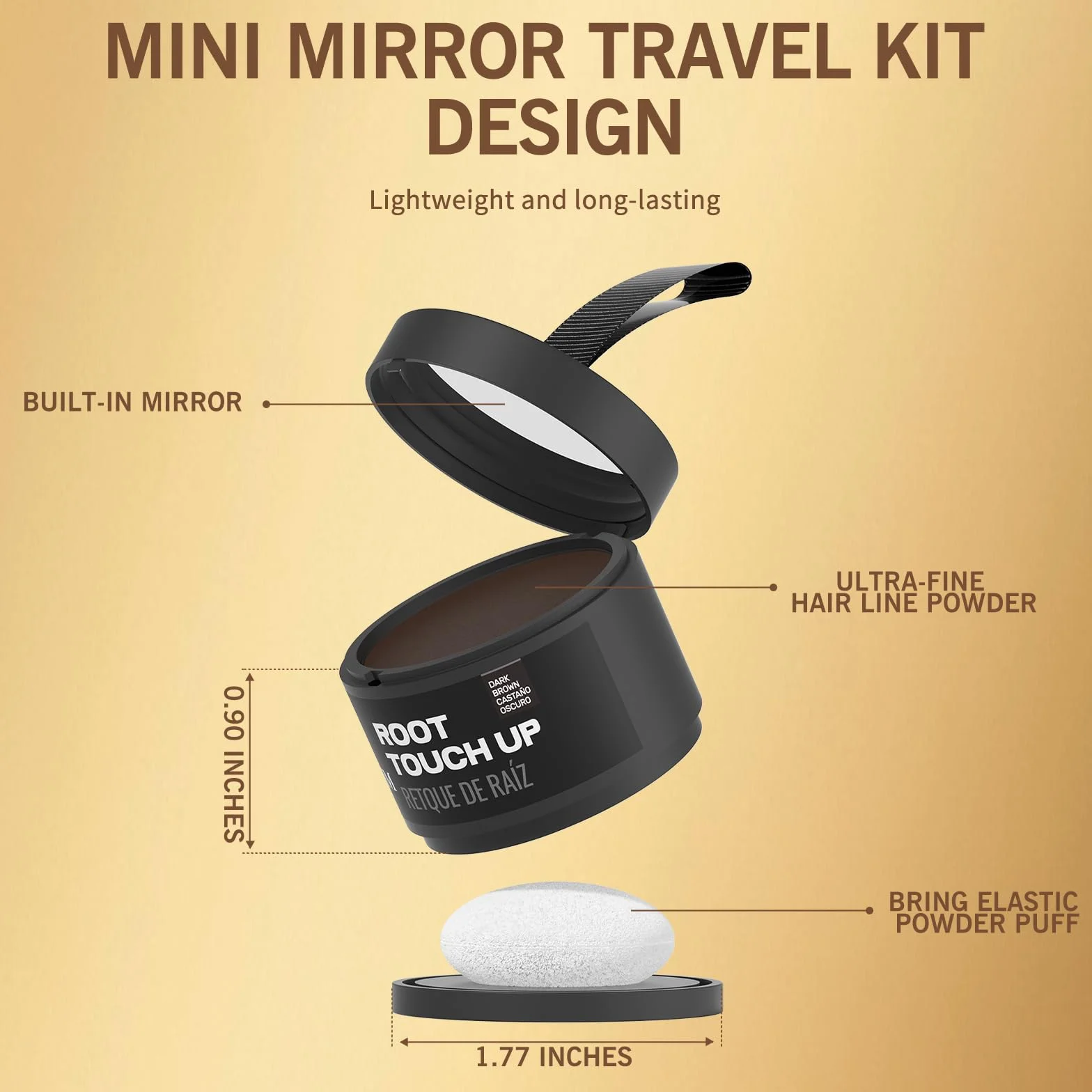 Poudre capillaire marron moyen 4 g correcteur imperméable épaississant cheveux racines clairsemés