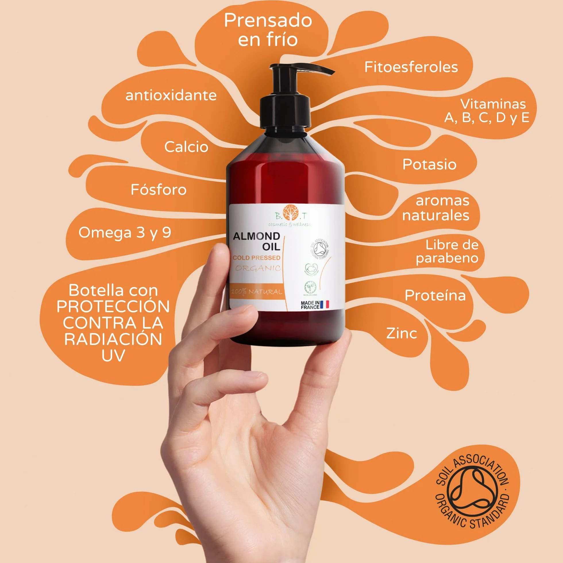 Huile Amande Douce Bio Pressée à Froid Pure 1000 ml - Huile de Massage Professionnel Cheveux Cils Corps Visage
