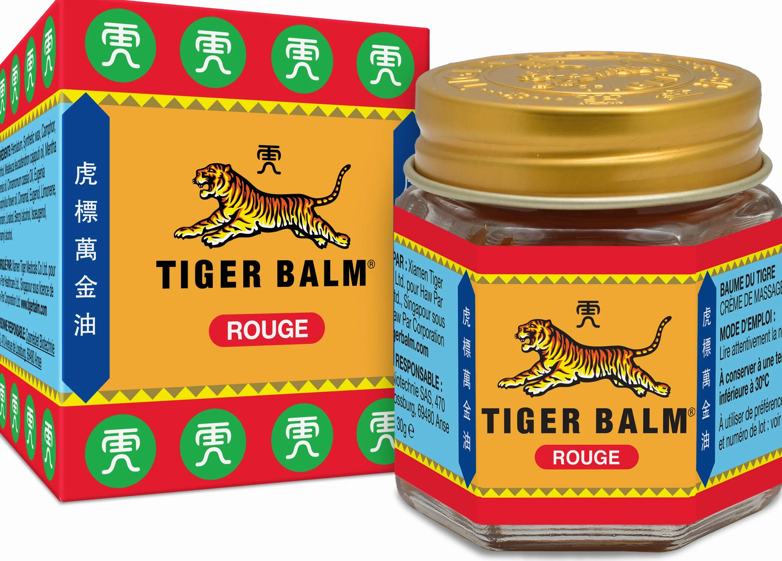 Tiger Balm Baume du Tigre Rouge Effet Chauffant Camphre Menthol 30 g