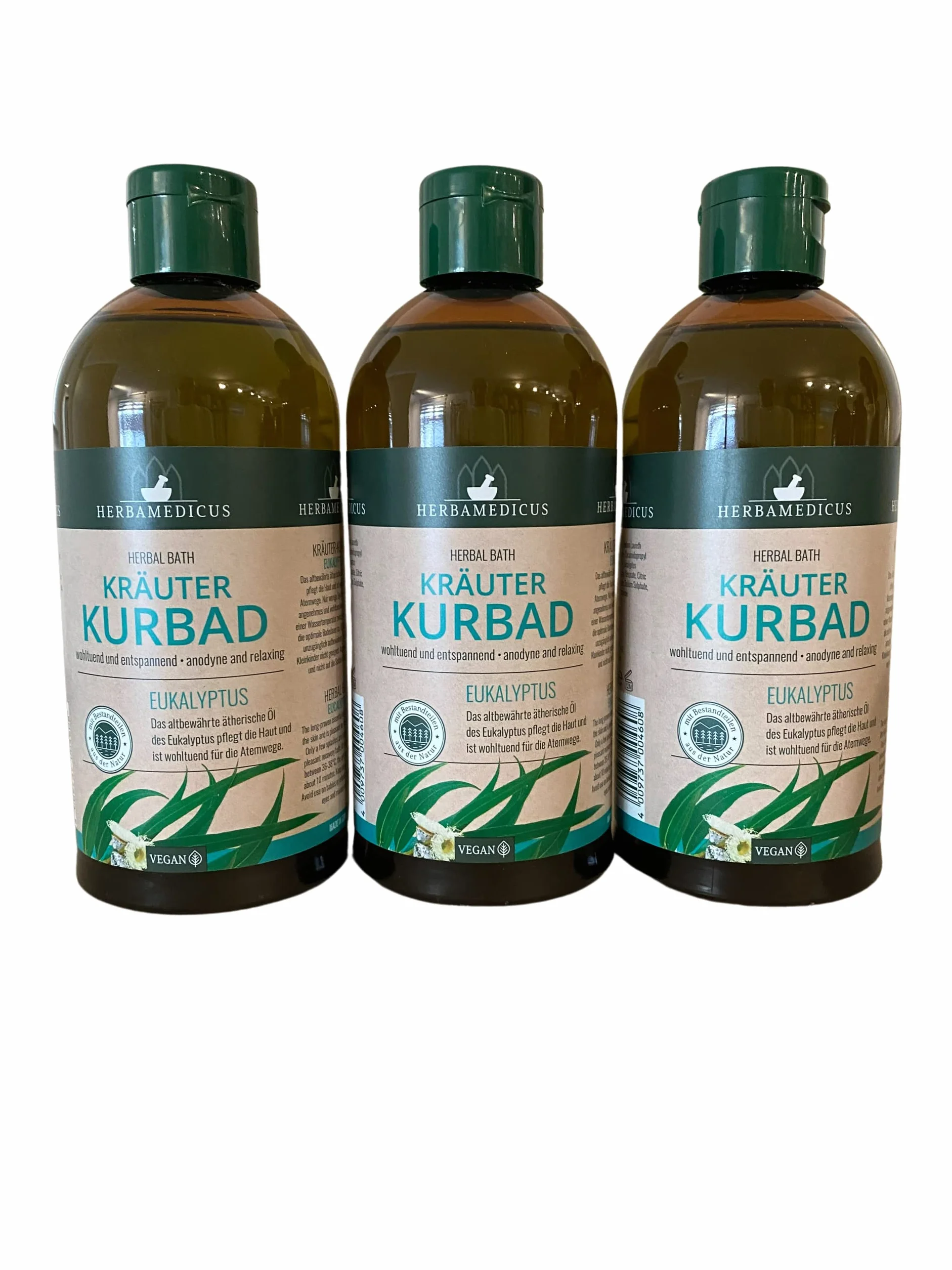 Herbal Herbamedicus Lot de 3 flacons de bain moussant à l'eucalyptus avec huiles essentielles 3 x 500 ml