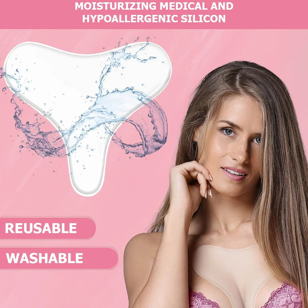 Patchs Anti-Rides en Silicone en Forme de Cœur, Lot de 3, Réutilisables, Transparent, pour Poitrine