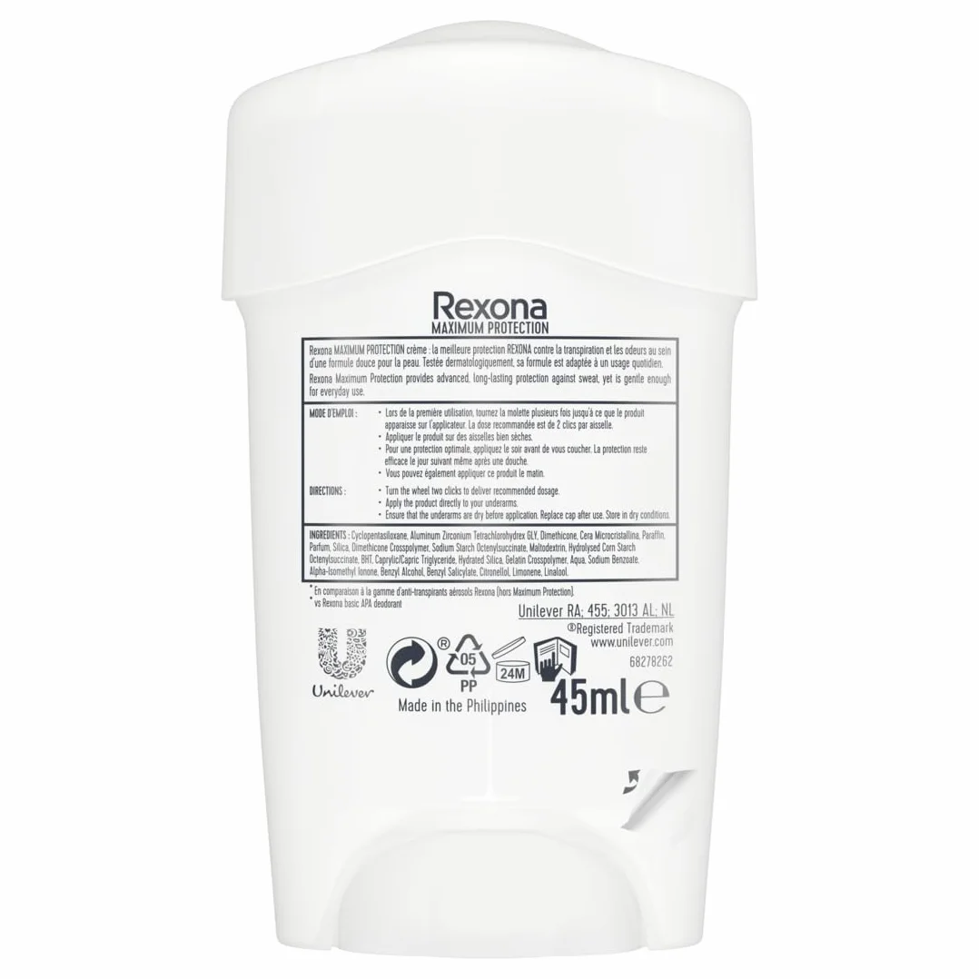 REXONA MEN Déodorant Homme Clean Scent Stick Anti-transpirant 3x plus efficace Protection 96h 45ml