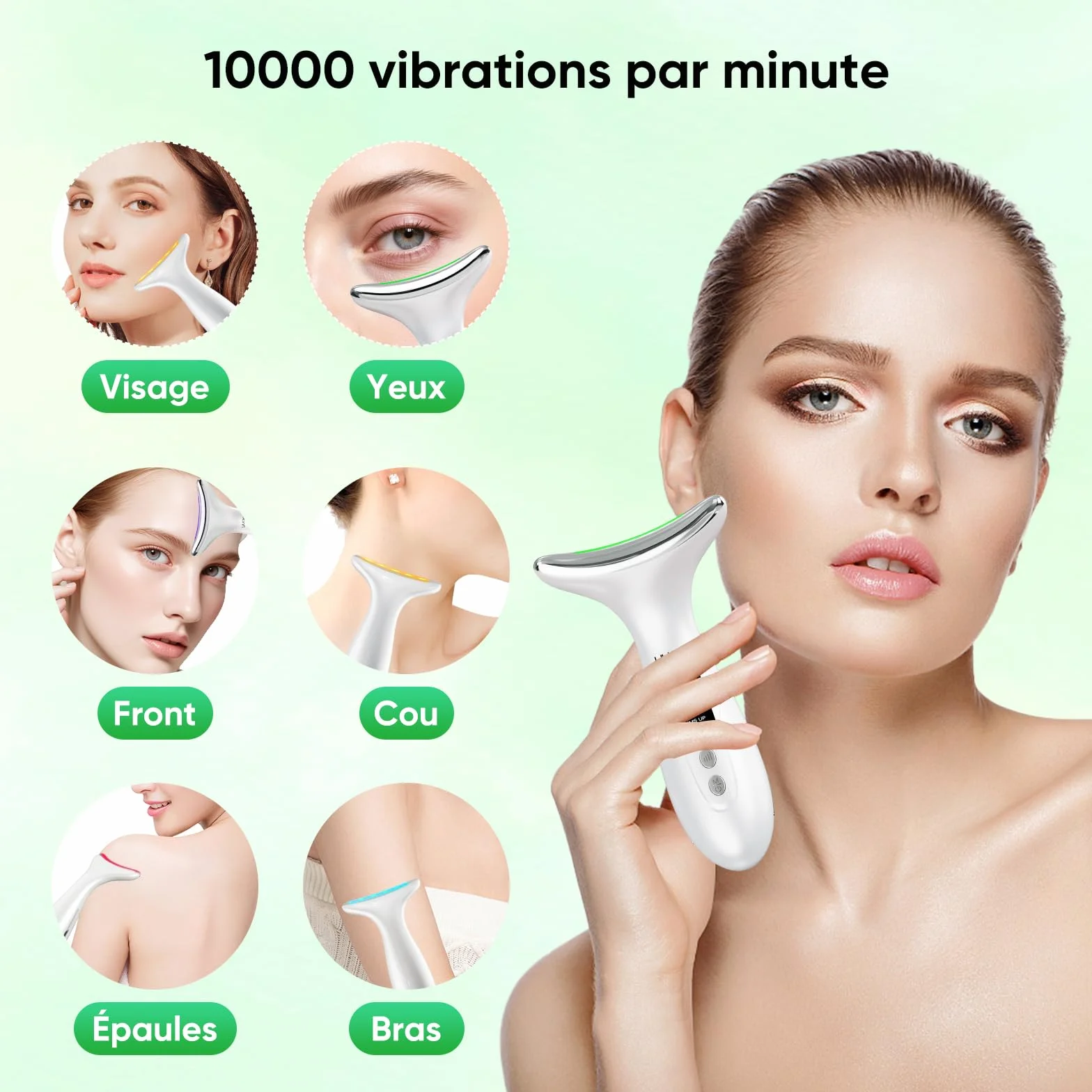Massage Visage Appareil Anti Rides: Masseur Lifting Double Menton Facial 6 Mode Beauté Electrique Machine Luminothérapie Led 7 Couleurs - EMS 45℃ Anti-Age Massage Pour Raffermissement du Visage et Cou