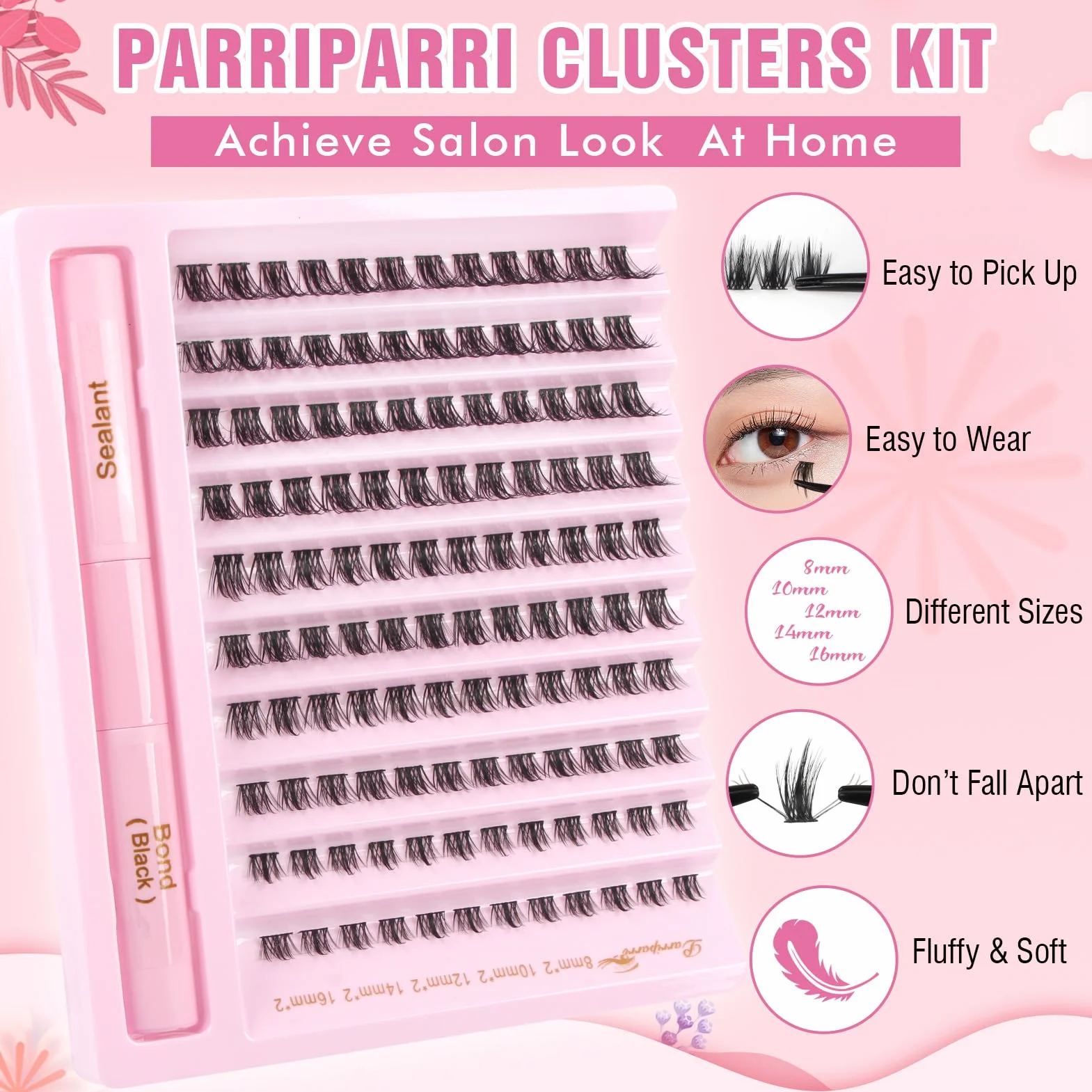 Kit de faux cils manga 120 pièces 8-16mm Collage étanchéité courbure