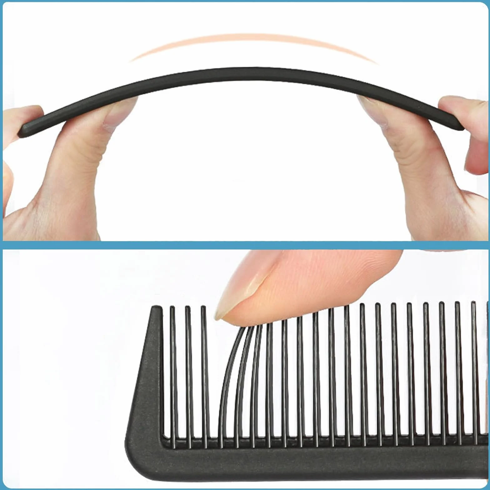 Peigne Cheveux Fin Homme Antistatique Carbone 18.7cm Dents Larges Fines Coiffure