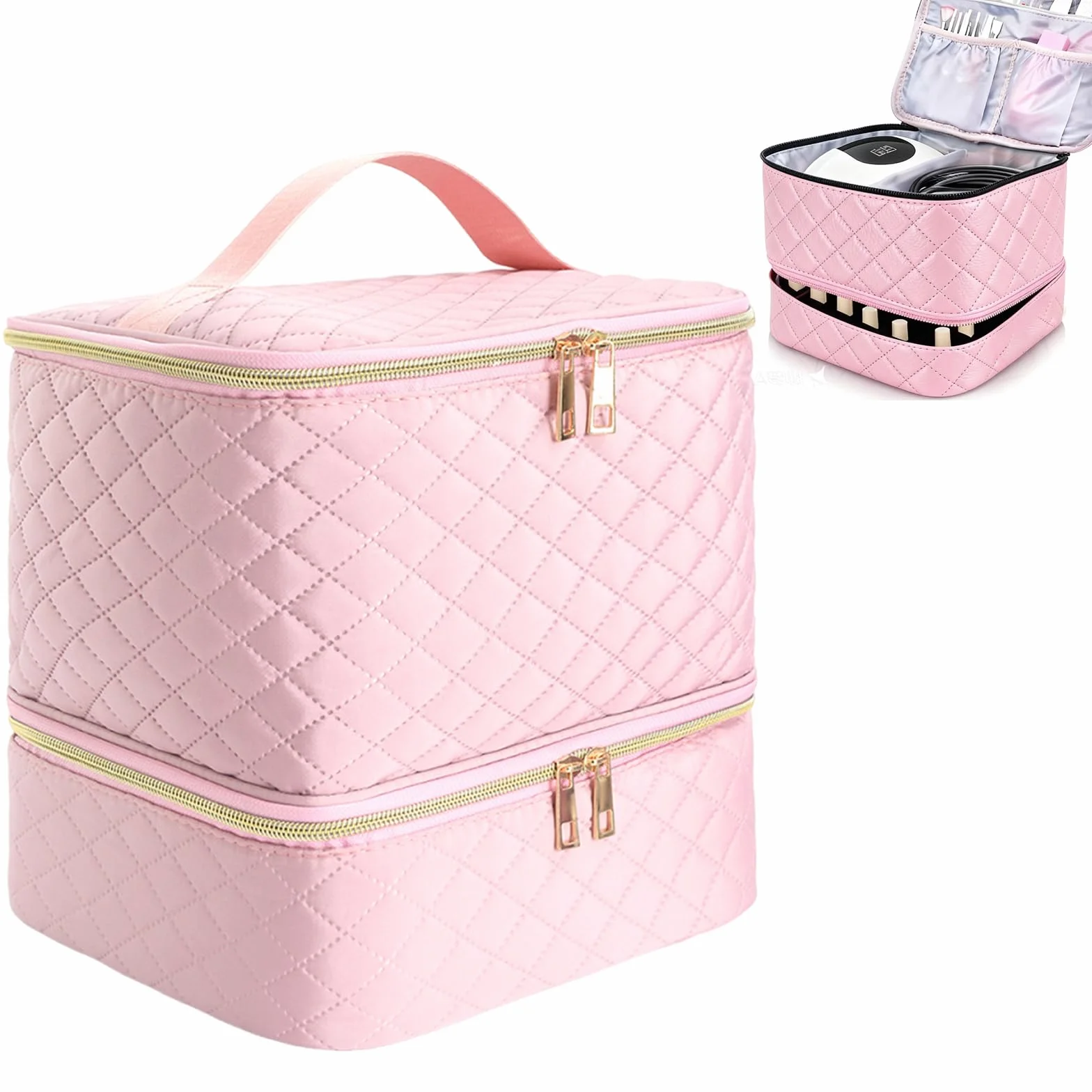 Rangement Vernis a Ongle Vernis Semi Permanent,Double Couche Rangement Onglerie pour 30 Flacons de Vernis à Ongles et Lampe à Ongles LED et De Technologie des