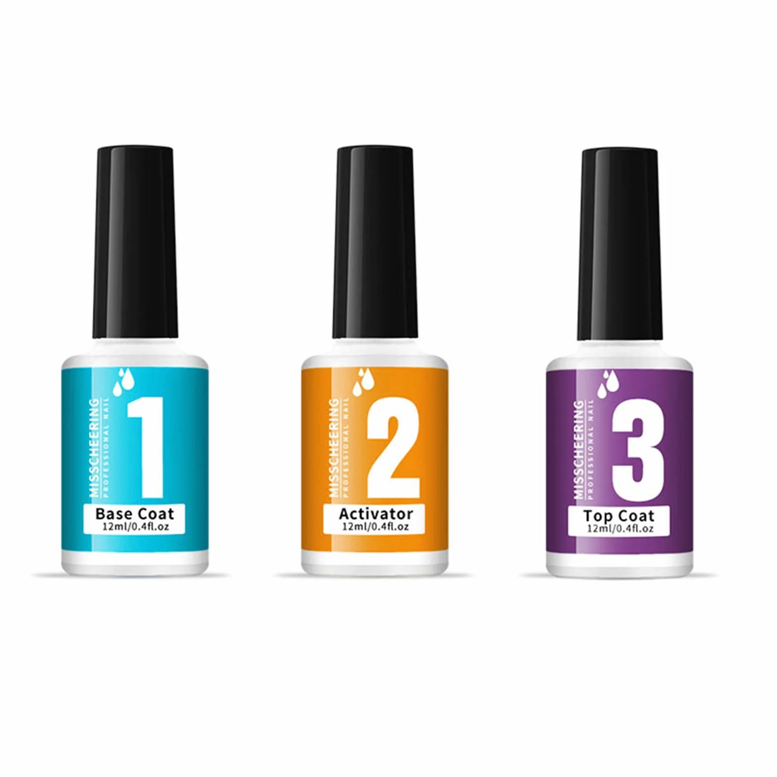 Poudre de trempage liquide pour ongles 3 en 1 avec couche de base, activateur de finition, pas besoin de lampe UV LED