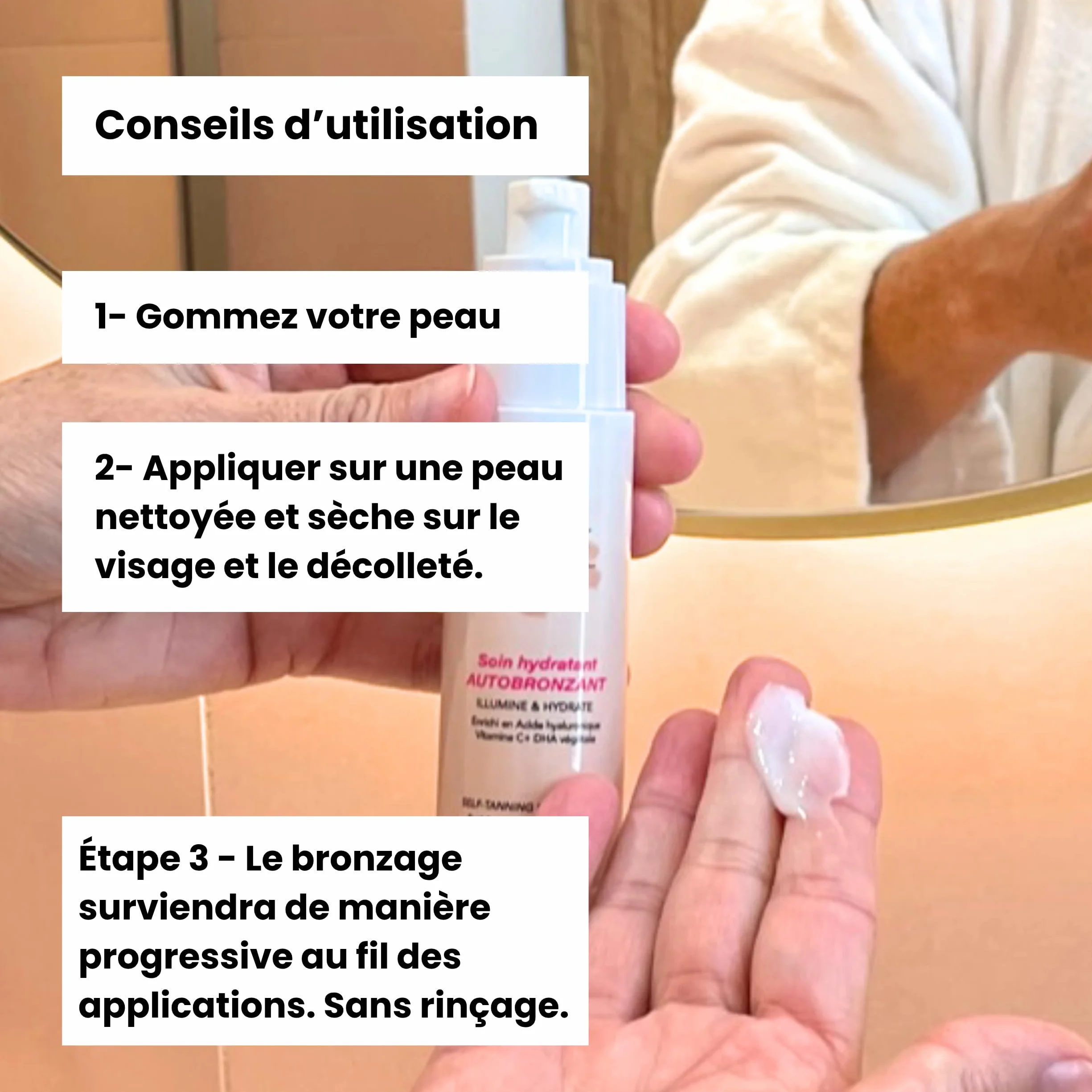 Soin hydratant autobronzant visage, acide hyaluronique et vitamine C, bronzage progressif, 50 ml, S and Vaë