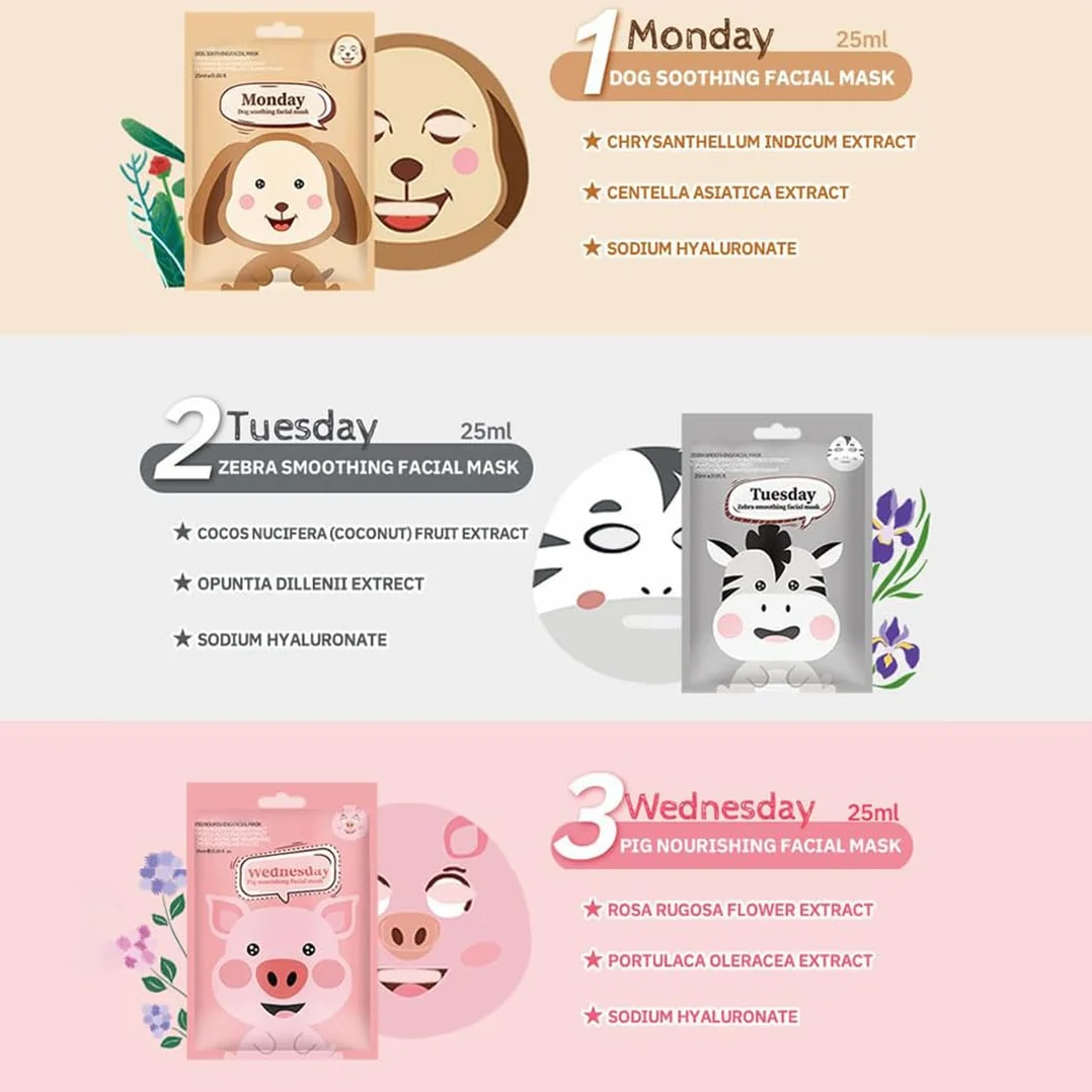 Masque Tissu Visage 7 Pièces Imprimé Animalier Enfant Femme