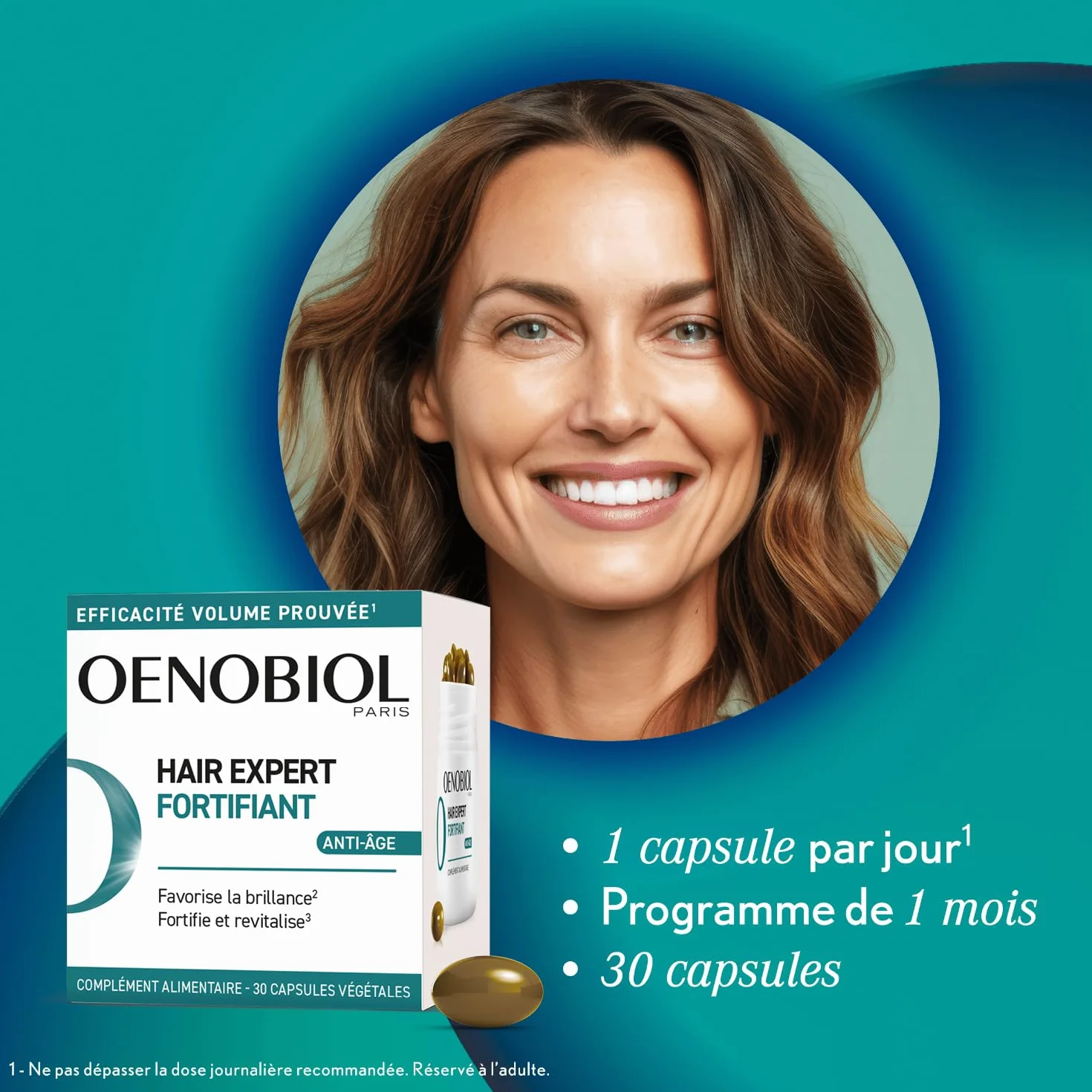 Oenobiol HAIR EXPERT Complément alimentaire Chute de cheveux Anti-Âge 60 comprimés