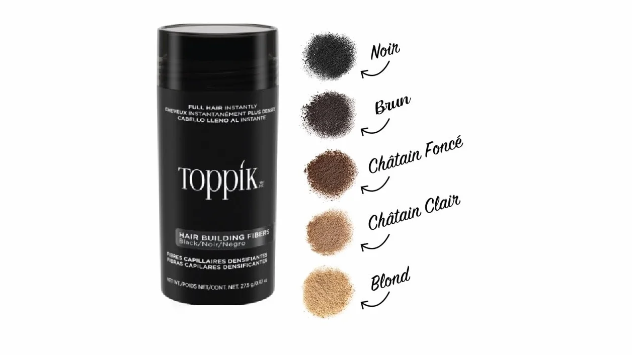 TOPPIK Fibres Capillaires Densifiantes Kératine Noir 27,5g Cheveux Aspect Naturellement Epais Racines Ligne Frontale Barbe Calvitie