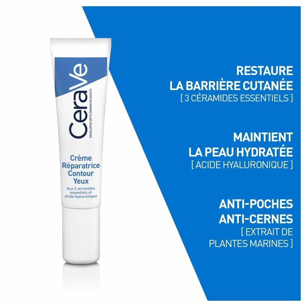 CeraVe Crème Réparatrice Contour des Yeux 14 ml 3 Céramides Acide Hyaluronique
