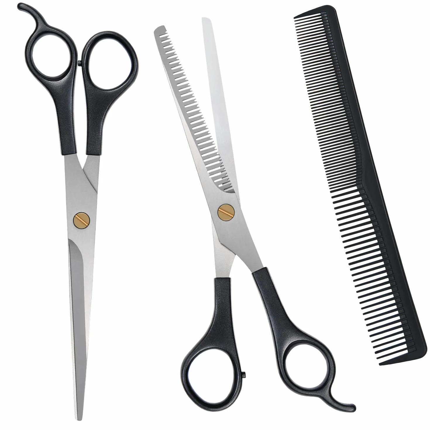 Ciseaux de Coiffure Professionnels en Acier Inoxydable, Ciseaux Amincissants Désépaissir avec Peigne (17.2cm)