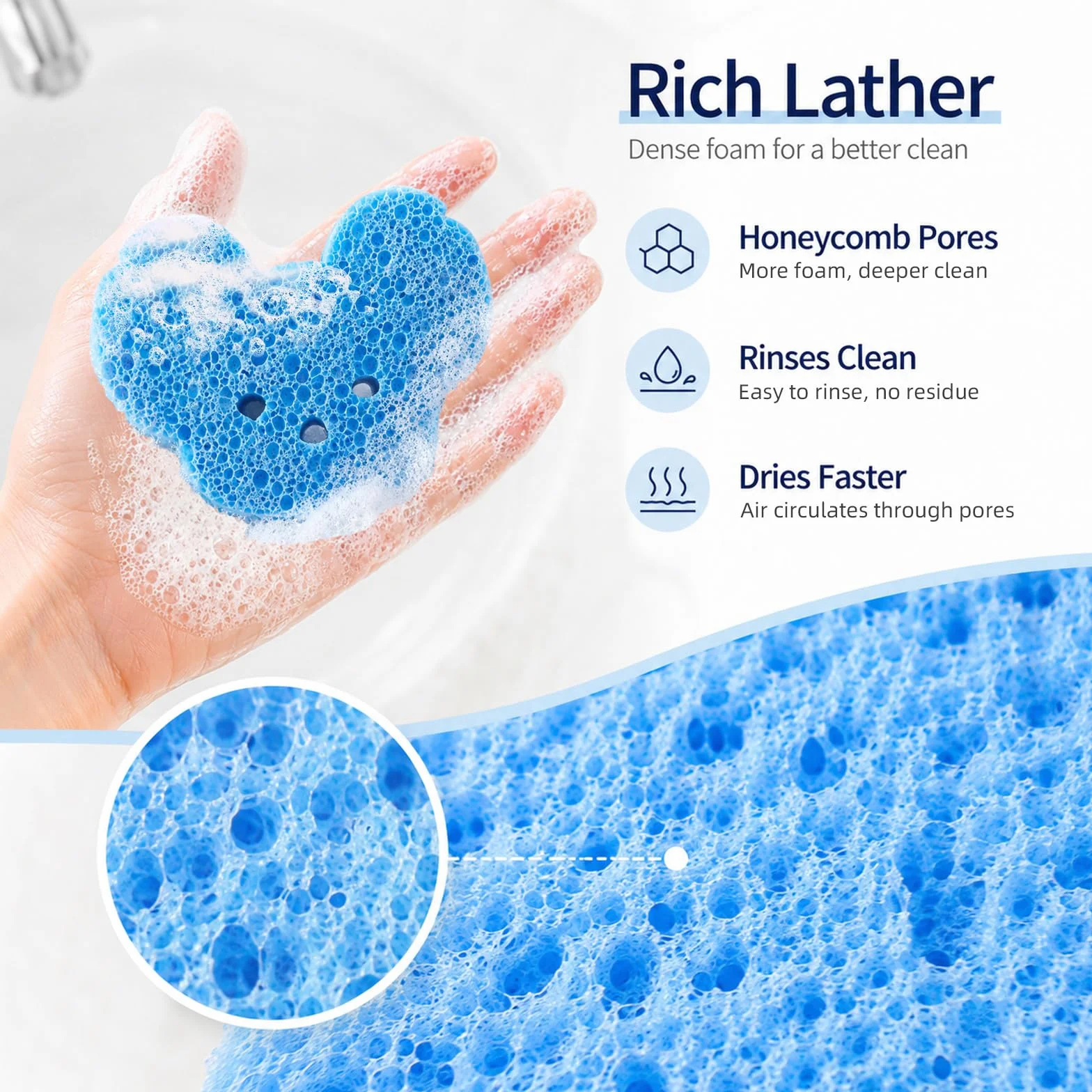 Éponges Bebe de Bain 8 Pièces, Éponges Mignonnes pour Tout-petits et Enfants, Exfoliante Multifonctionnelle Accessoires Douche