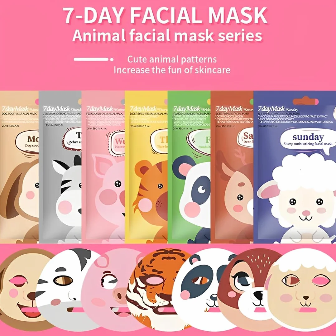 Masque Tissu Visage 7 Pièces Imprimé Animalier Enfant Femme