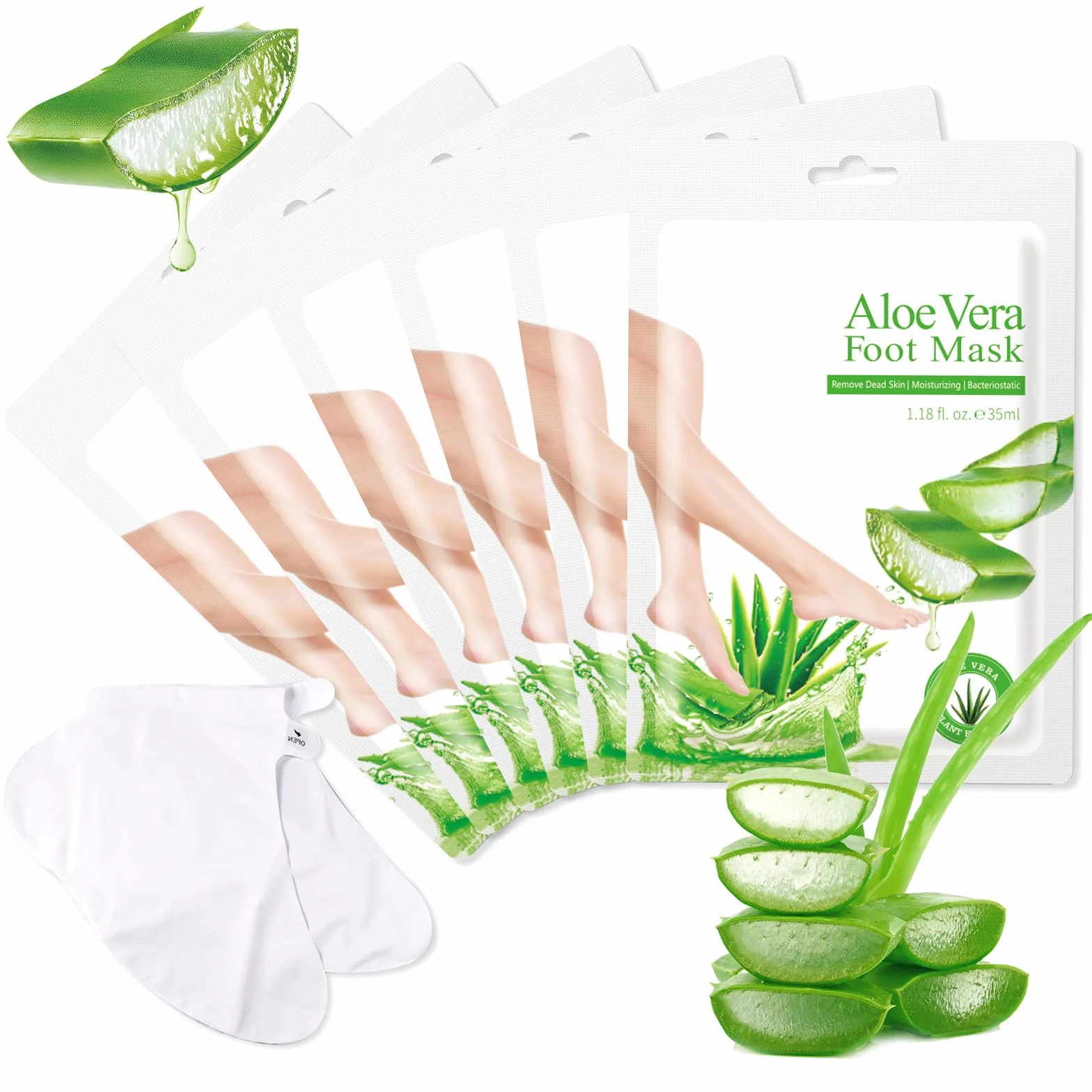 Chaussettes anti-callosités à l'aloe vera Lot de 6 paires - Soin hydratant pieds secs fissurés