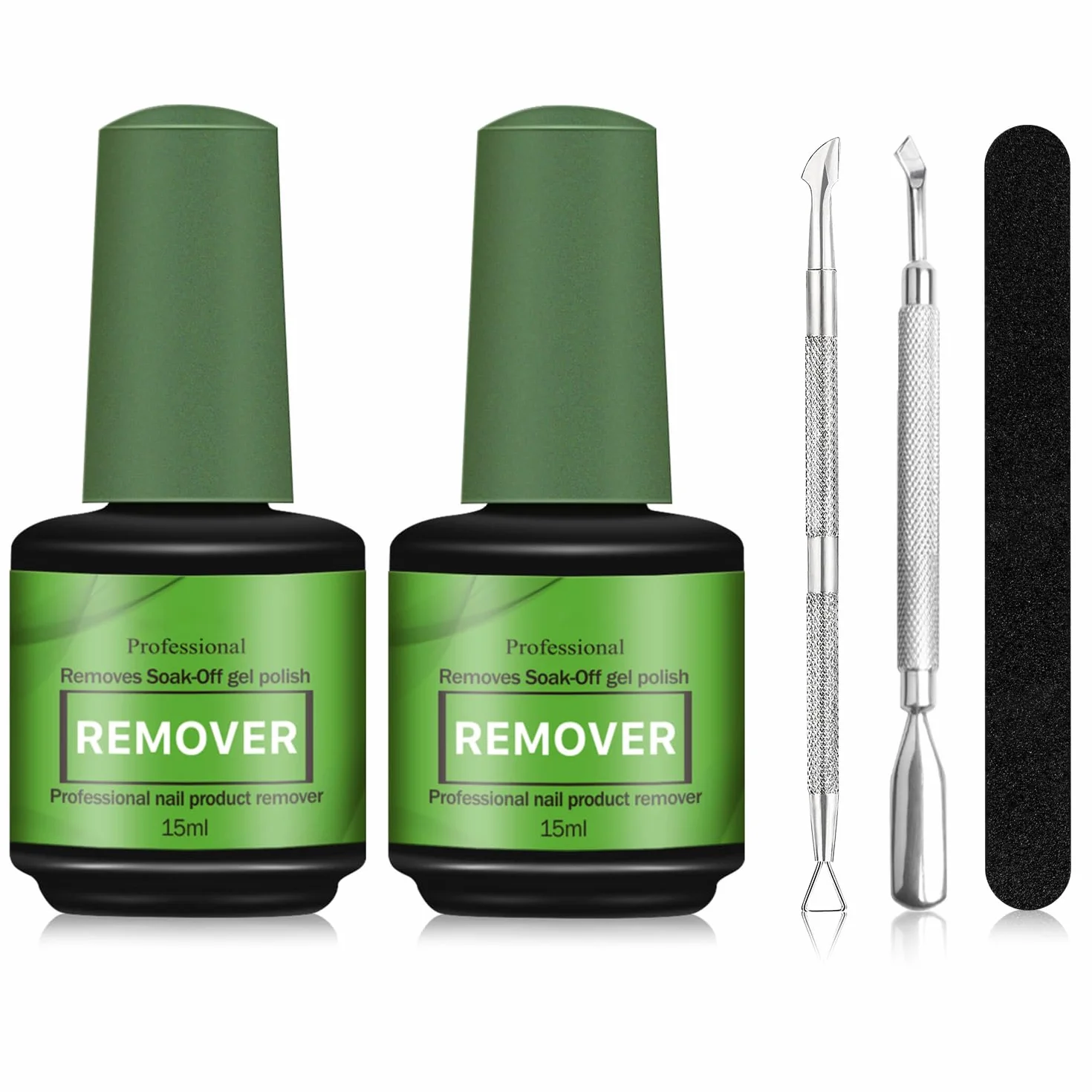 Dissolvant Vernis Semi Permanent 2 Pièces, Gel Nail Polish Remover avec Lime à Ongles et Grattoirs