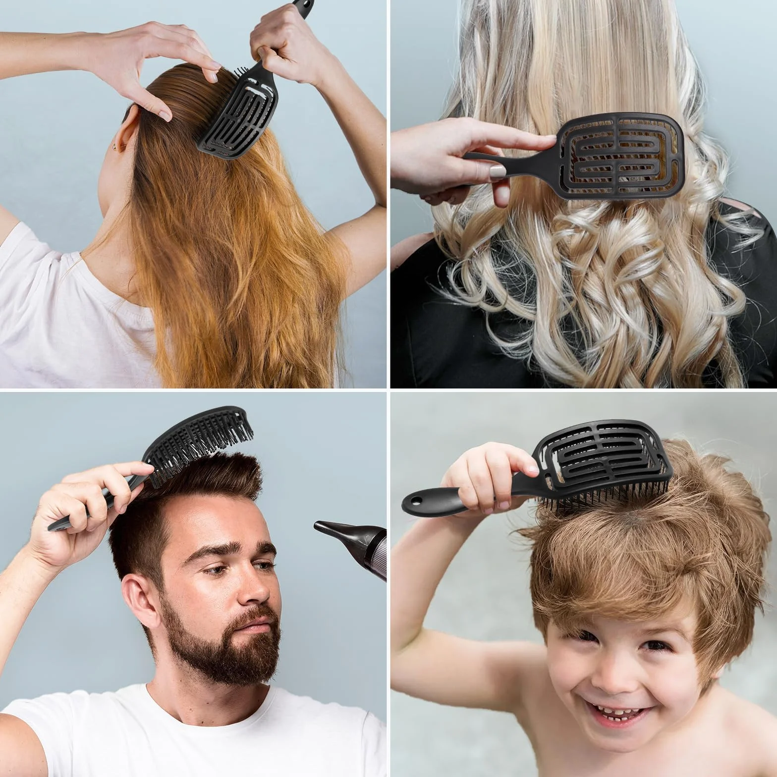Brosse Cheveux Bouclés Démêlante Magique Anti-Casse Anti-Statique pour Boucles Lisses Épais Fins