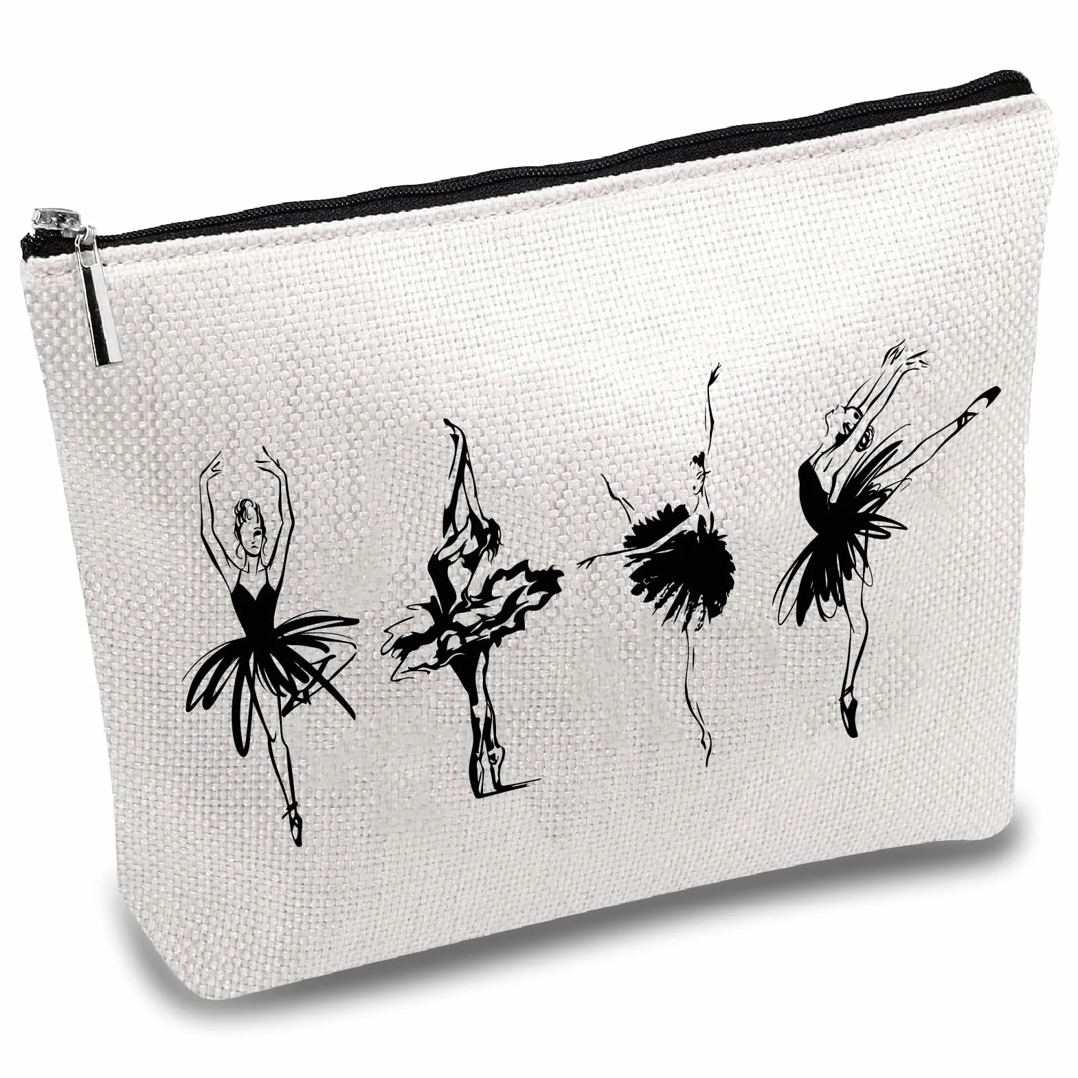 CREATCABIN Trousse Maquillage Danseuse Ballet en Toile avec Fermeture Éclair 25x18cm