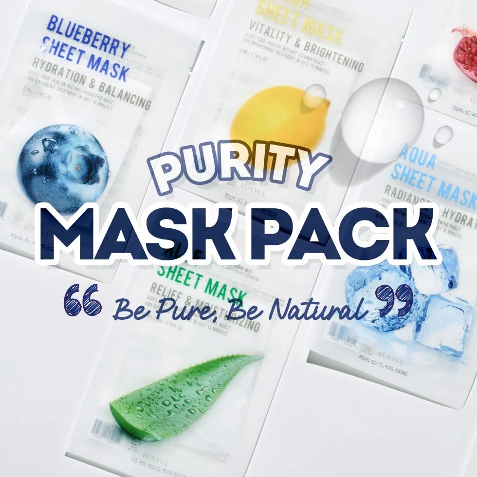 EUNYUL Masque en feuille Purity Visage Soins peau coréens Hydratant pack 8