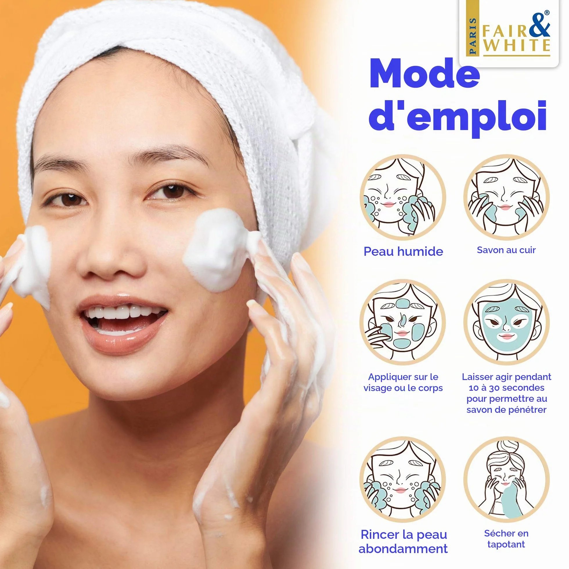 Fair and White Exclusive Exfoliating Soap | 7 oz / 200 g | Pain Exfoliant Éclaircissant, Atténue les Taches Sombres, Traitement de l'Hyperpigmentation, Teint de Peau Inégal