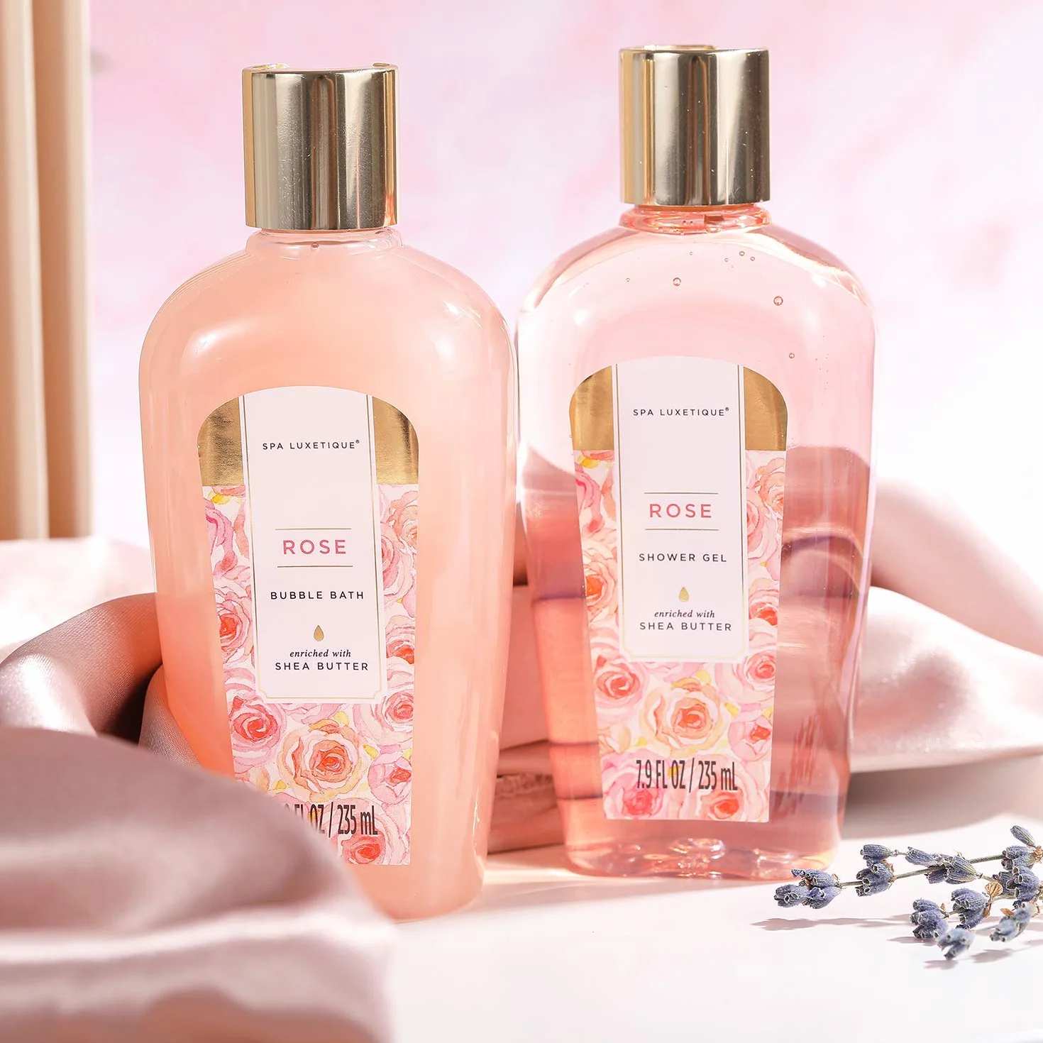 Spa Luxetique Coffret Cadeau Femme Rosa 8 Pièces Soin Beauté Gel Douche Beurre Karité Bombe Bain Bain Moussant
