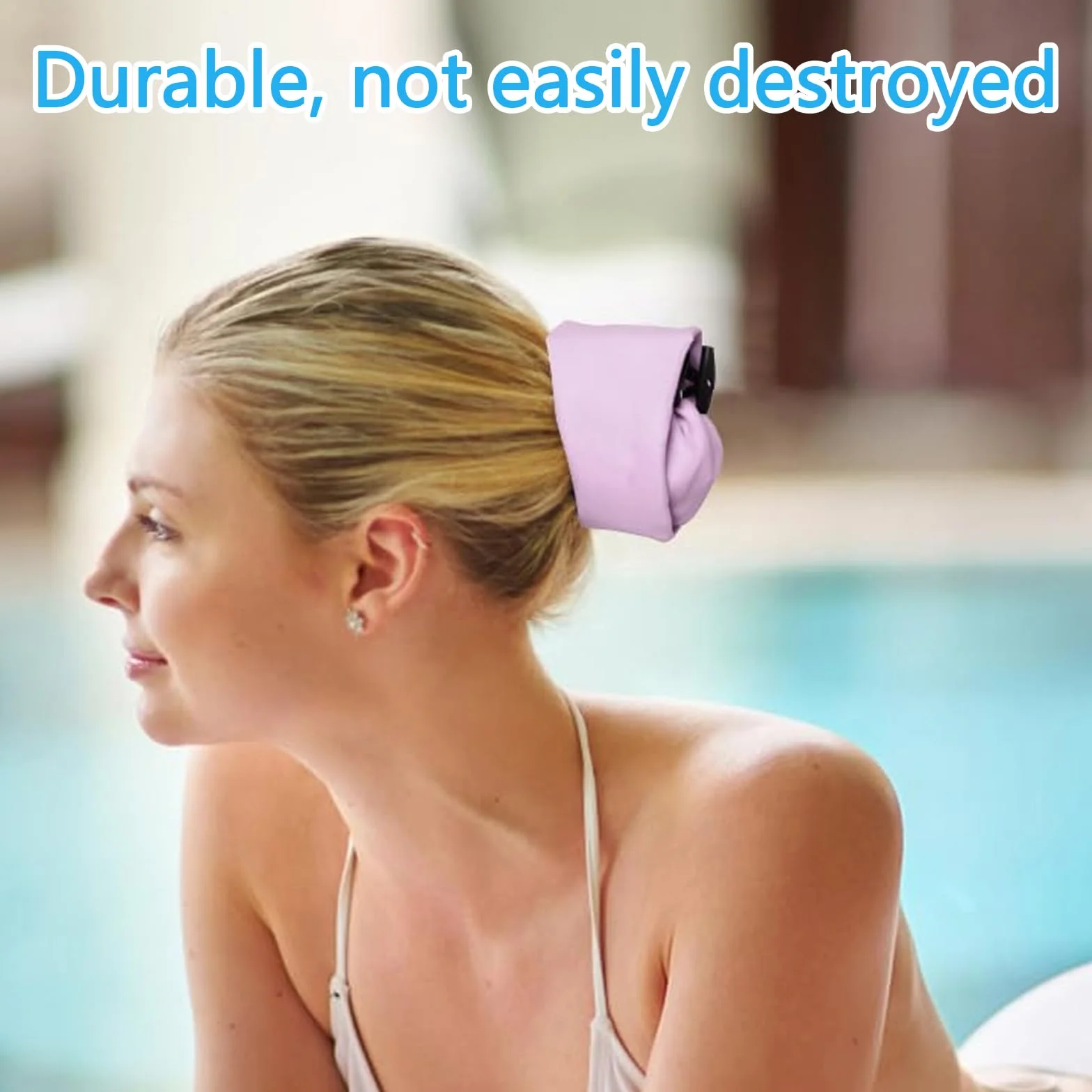 Crown Wash Lot de 2 bonnets de douche imperméables pour femme - Housse queue de cheval pour natation, spa et voyages (rose, violet)