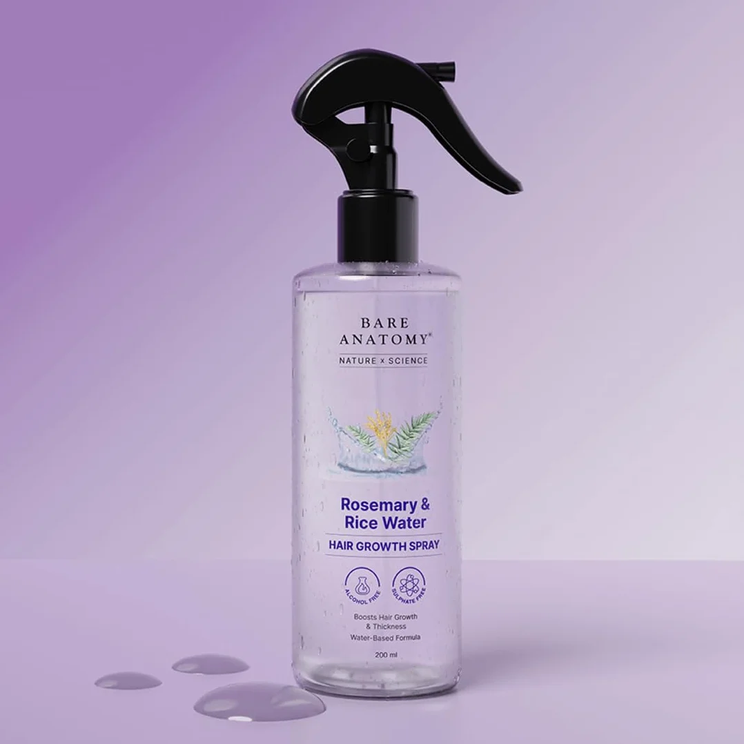 Bare Anatomy Nature x Science Vaporisateur d'eau de romarin croissance cheveux eau de riz 100% naturel